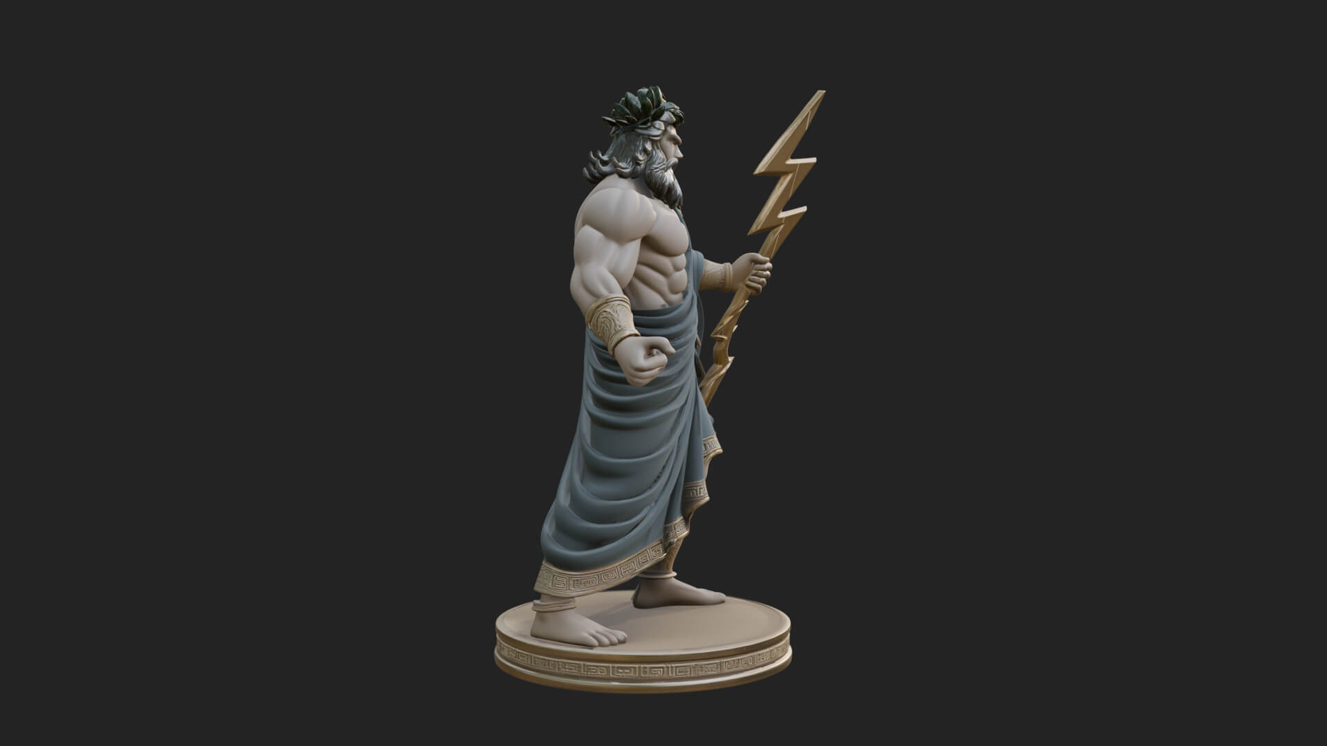 Zeus with Lightning Bolt Statue Design 24 3D Print Model 3D Model