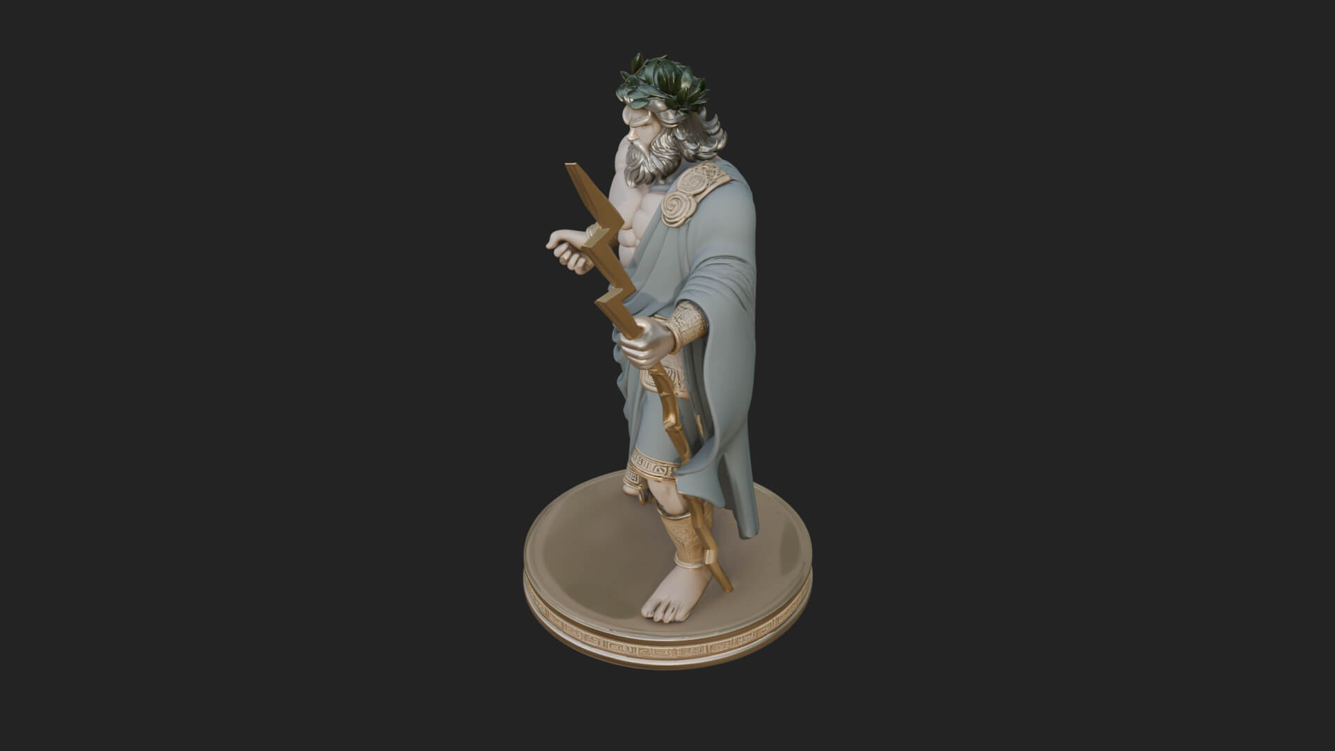 Zeus with Lightning Bolt Statue Design 24 3D Print Model 3D Model