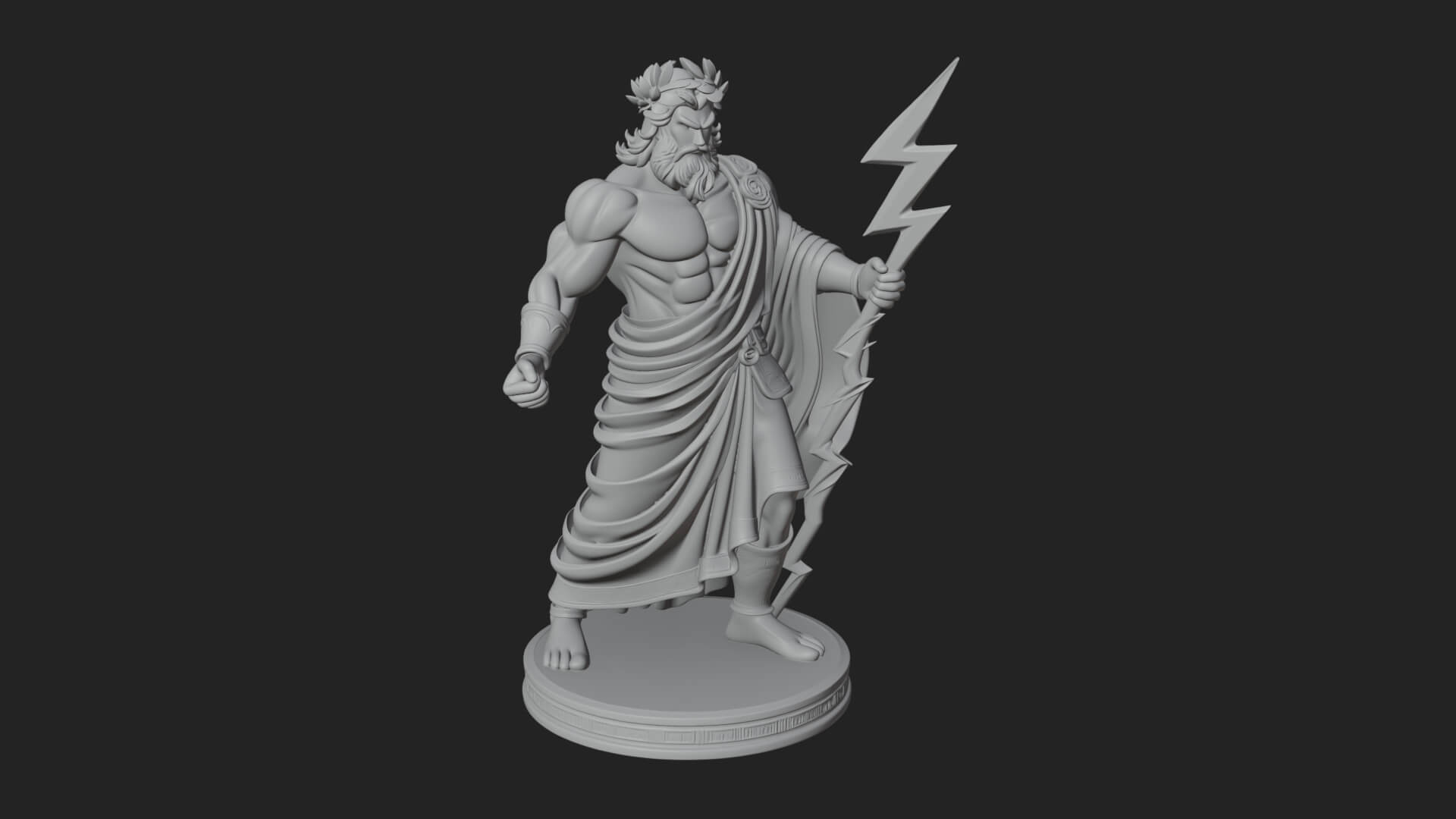 Zeus with Lightning Bolt Statue Design 24 3D Print Model 3D Model