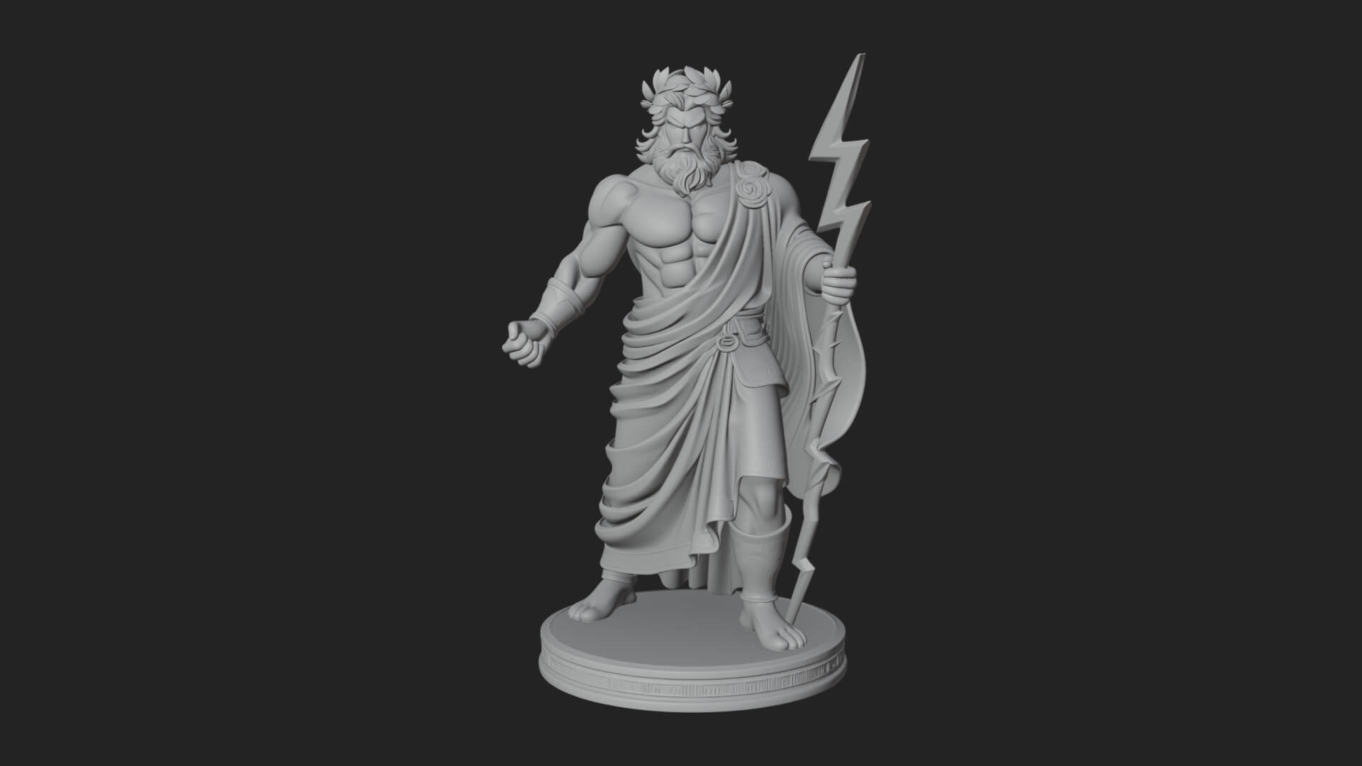 Zeus with Lightning Bolt Statue Design 24 3D Print Model 3D Model