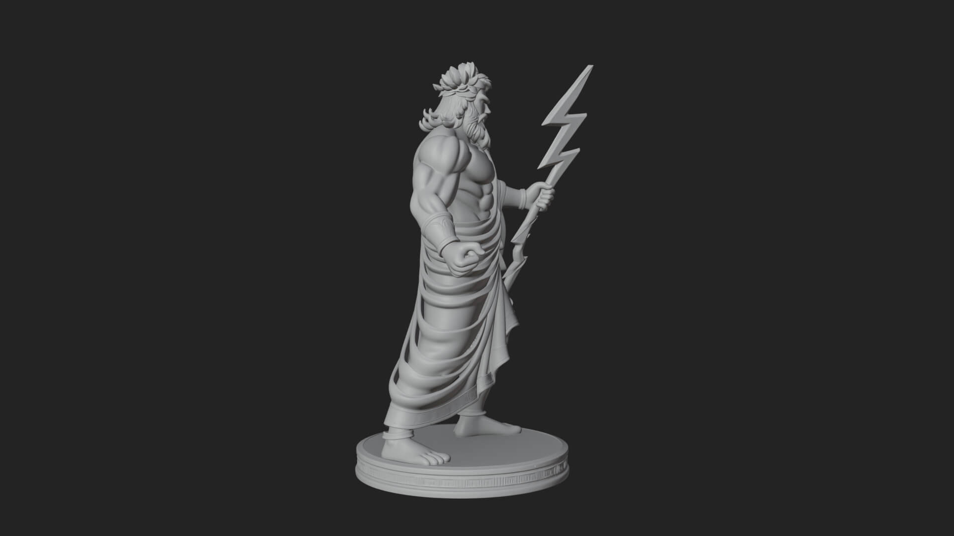 Zeus with Lightning Bolt Statue Design 24 3D Print Model 3D Model