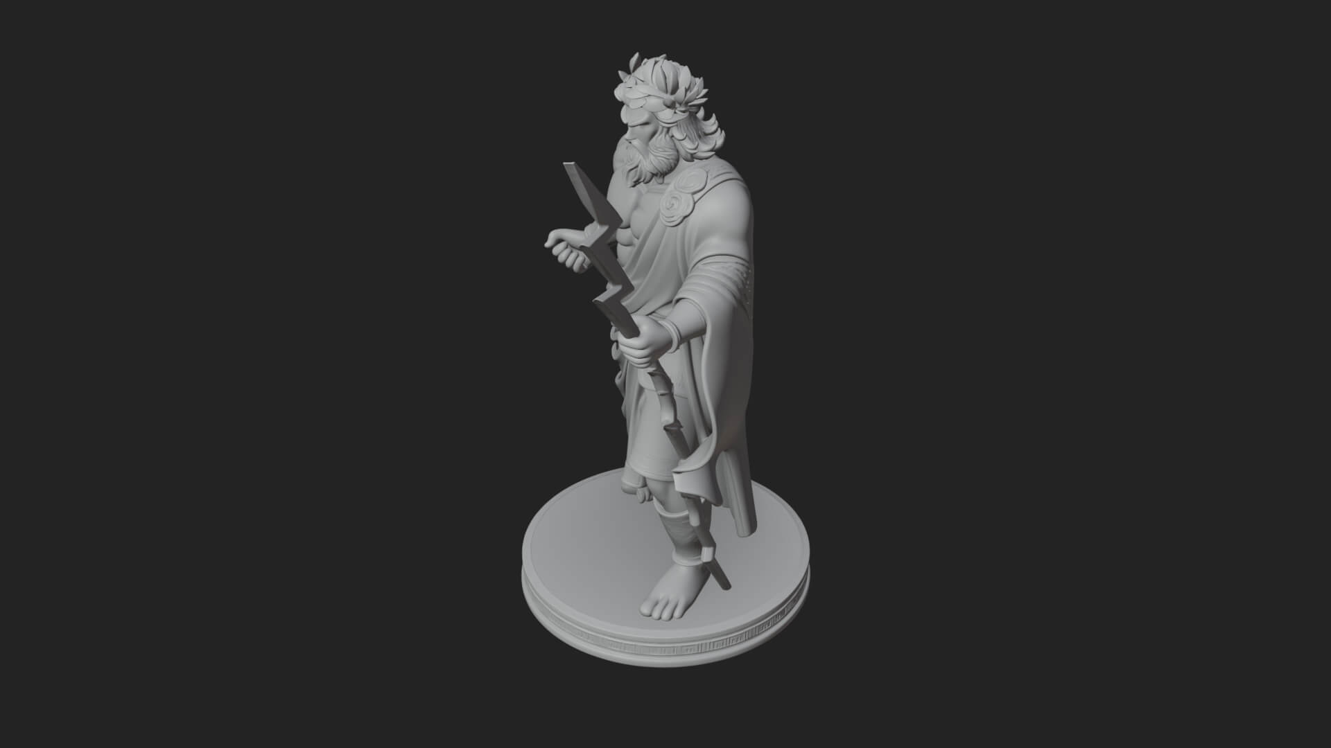 Zeus with Lightning Bolt Statue Design 24 3D Print Model 3D Model