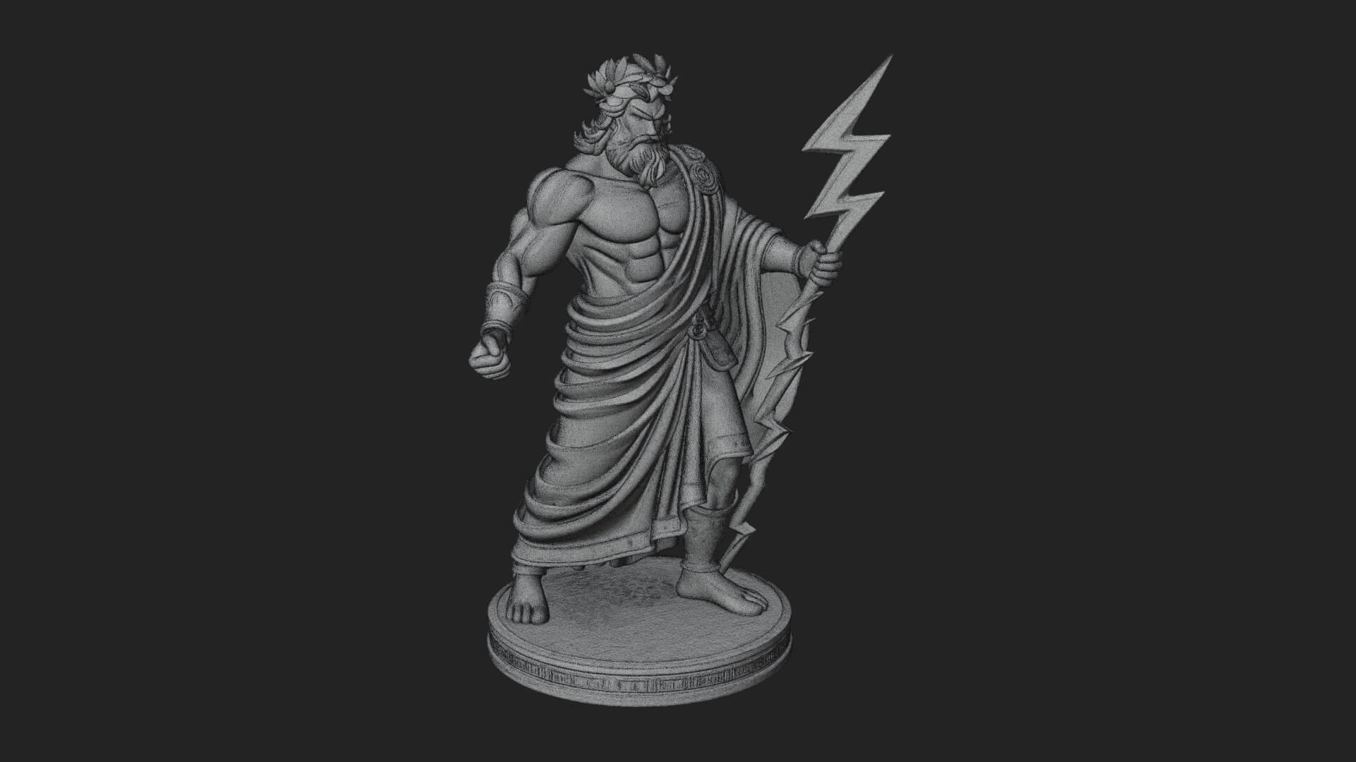 Zeus with Lightning Bolt Statue Design 24 3D Print Model 3D Model