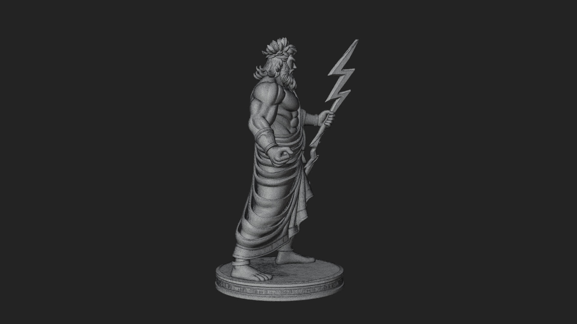 Zeus with Lightning Bolt Statue Design 24 3D Print Model 3D Model