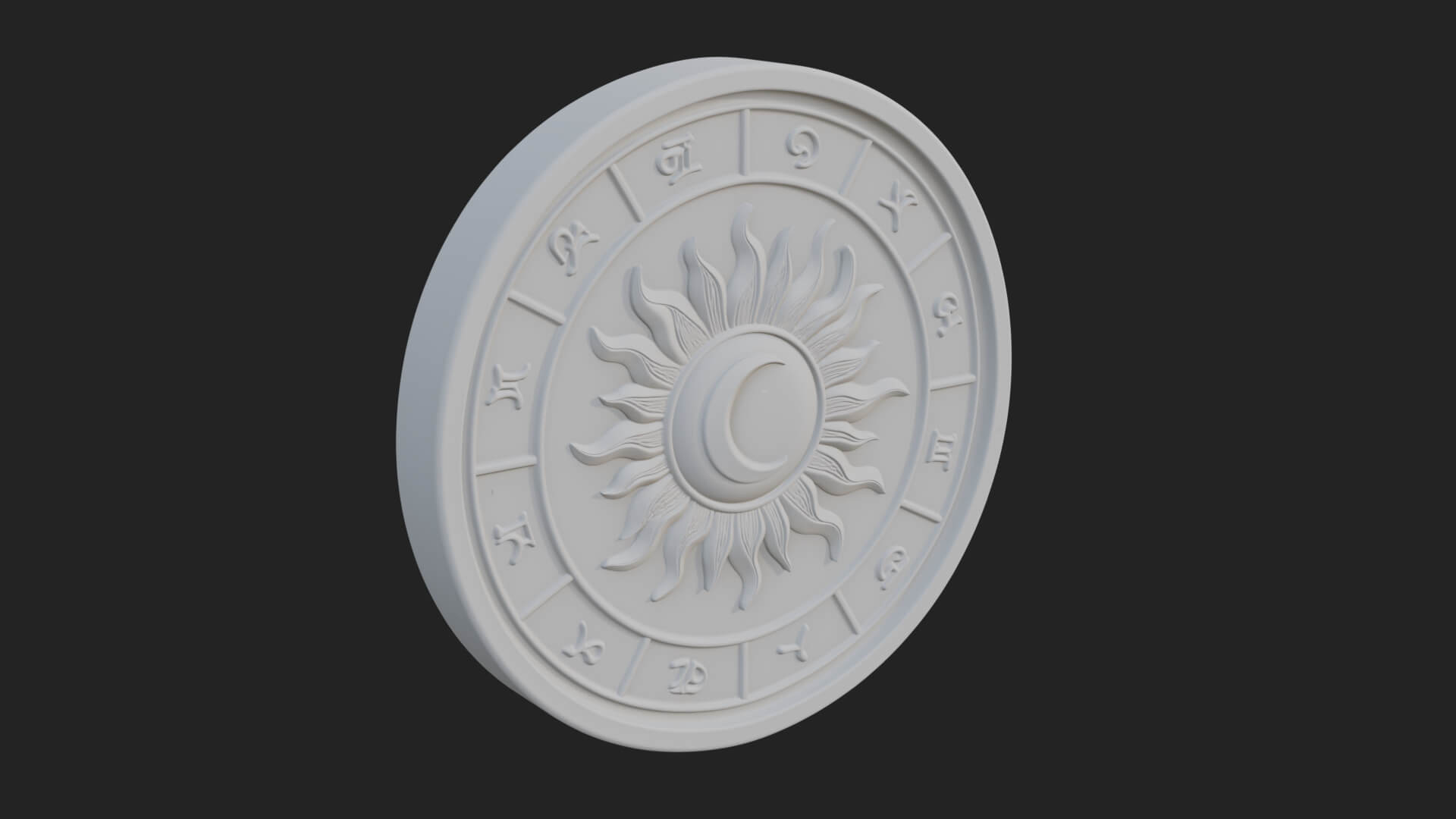 Zodiac Wheel Disc Plaque Design 1 3D Print Model 3D Model