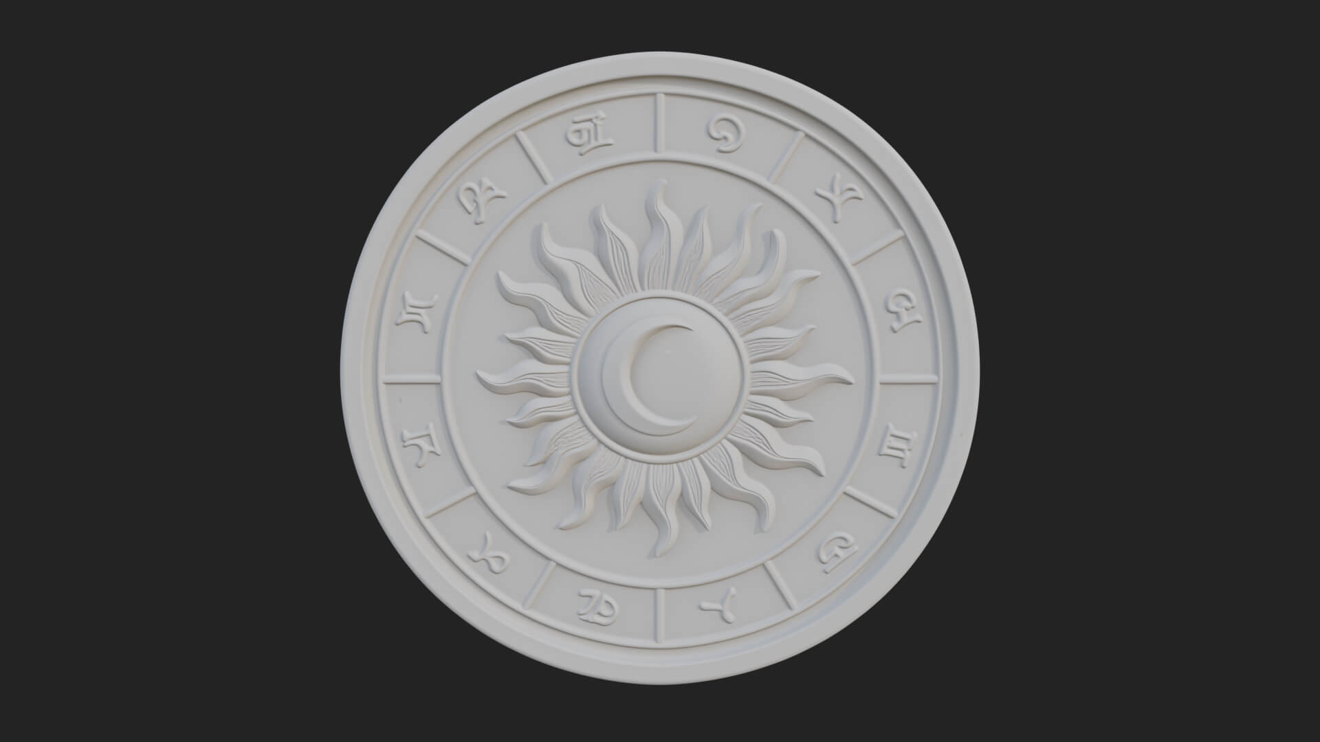 Zodiac Wheel Disc Plaque Design 1 3D Print Model 3D Model