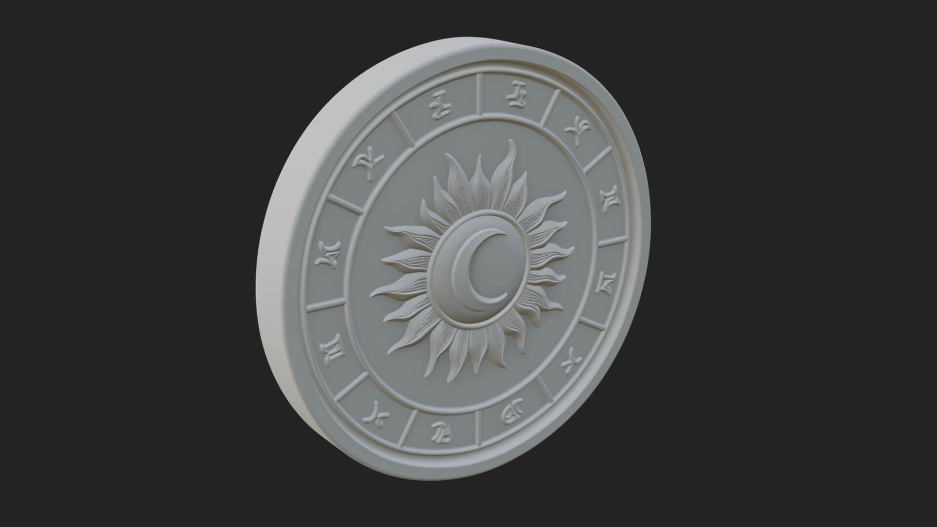 Zodiac Wheel Disc Plaque Design 1 3D Print Model 3D Model