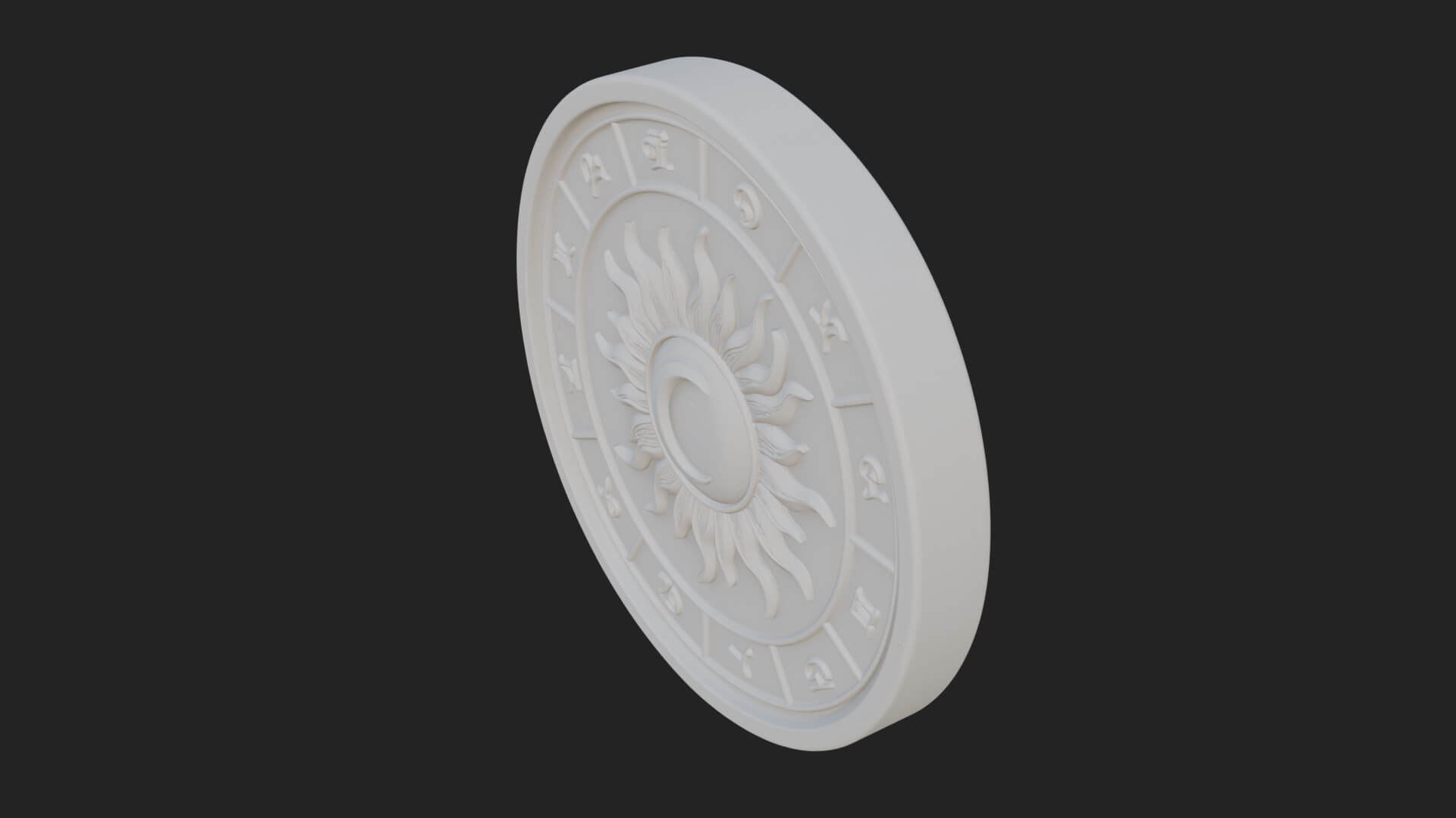 Zodiac Wheel Disc Plaque Design 1 3D Print Model 3D Model