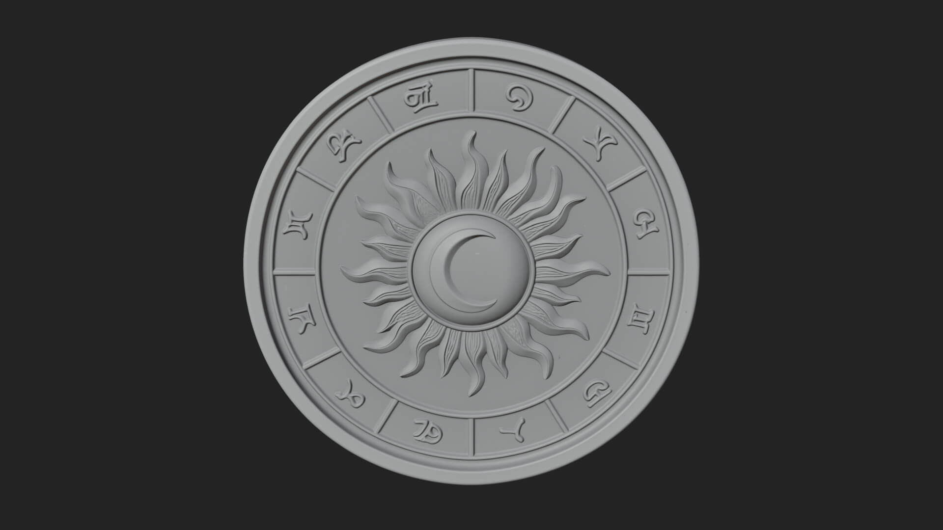 Zodiac Wheel Disc Plaque Design 1 3D Print Model 3D Model