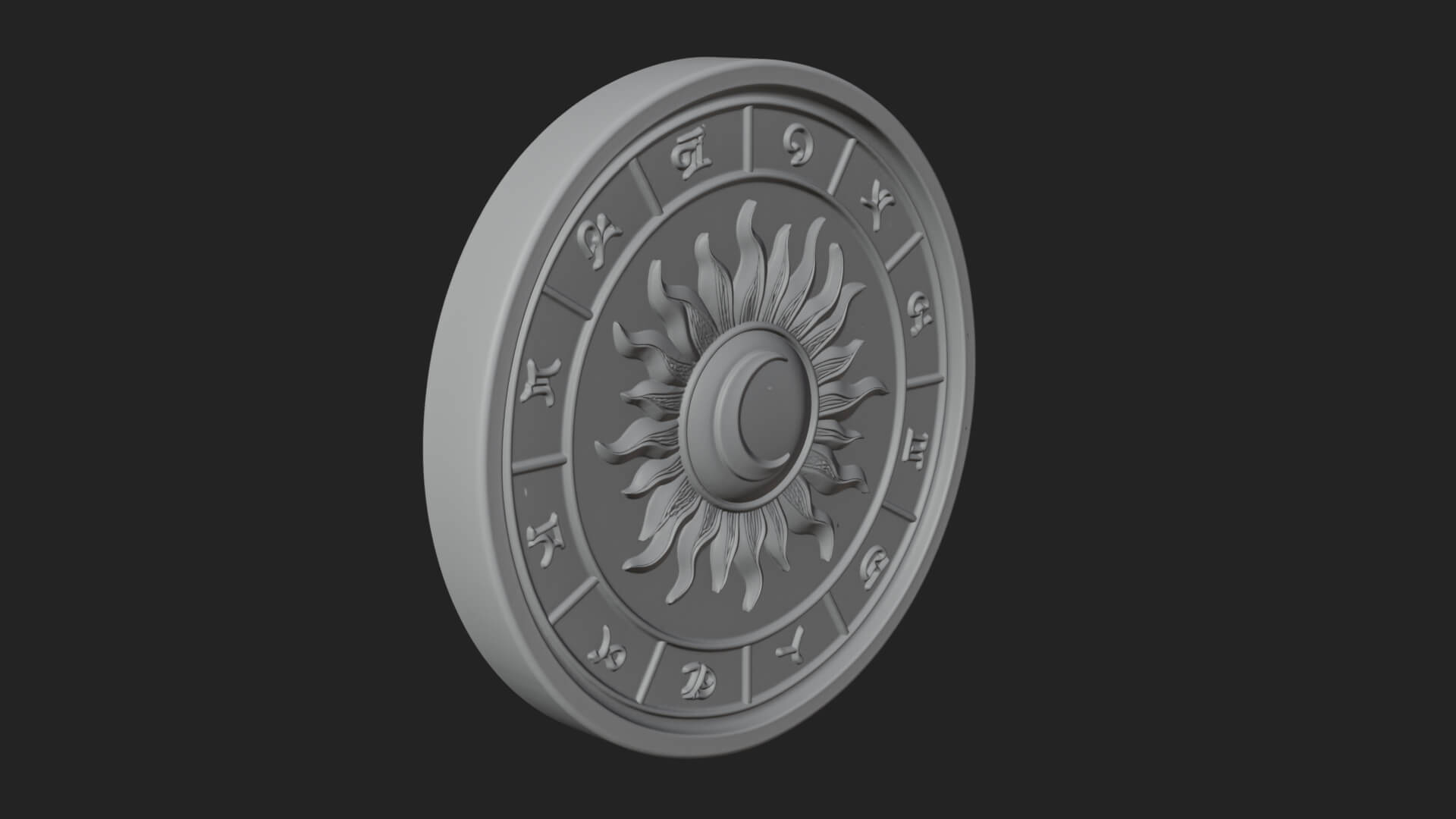 Zodiac Wheel Disc Plaque Design 1 3D Print Model 3D Model