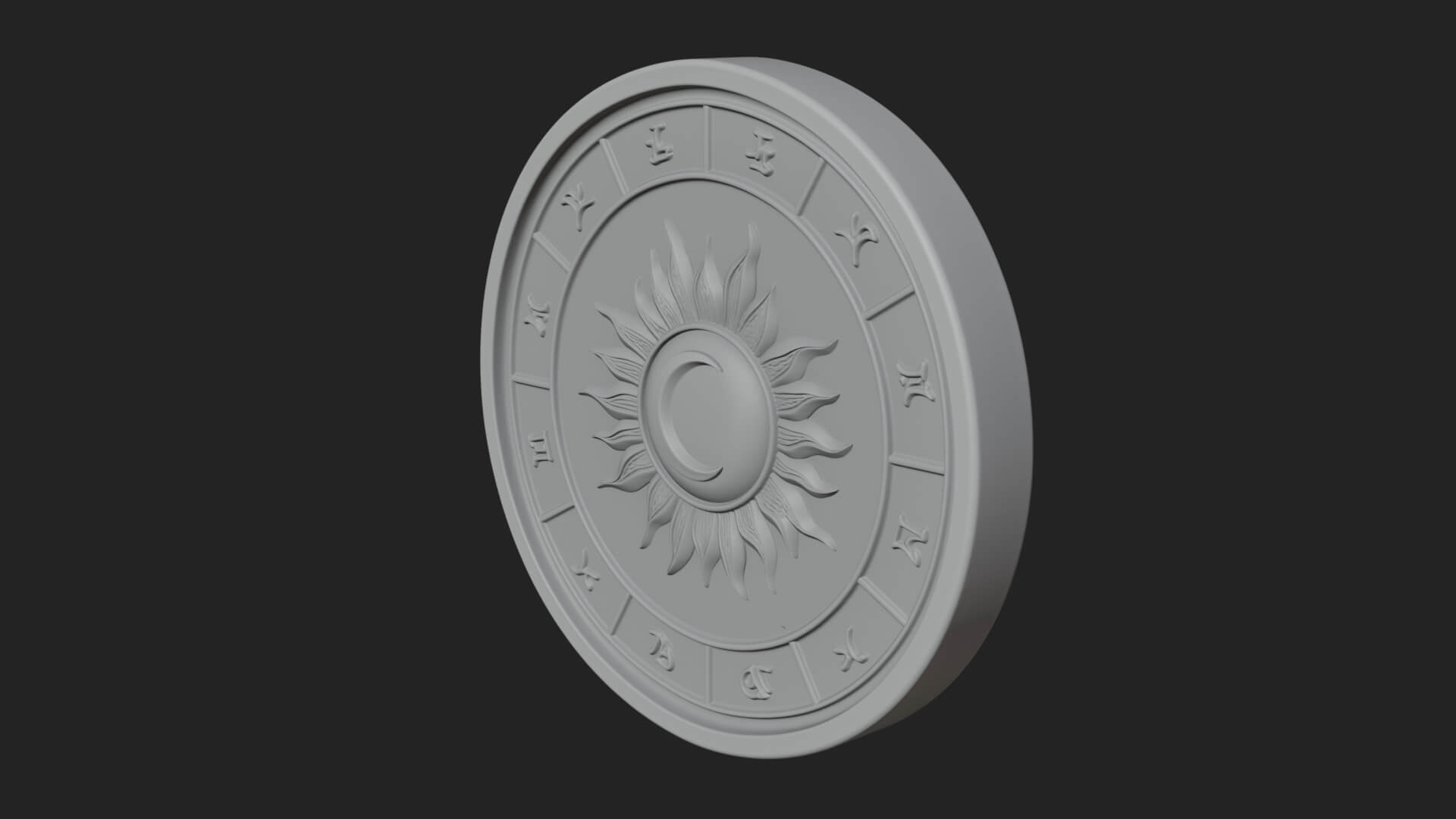 Zodiac Wheel Disc Plaque Design 1 3D Print Model 3D Model