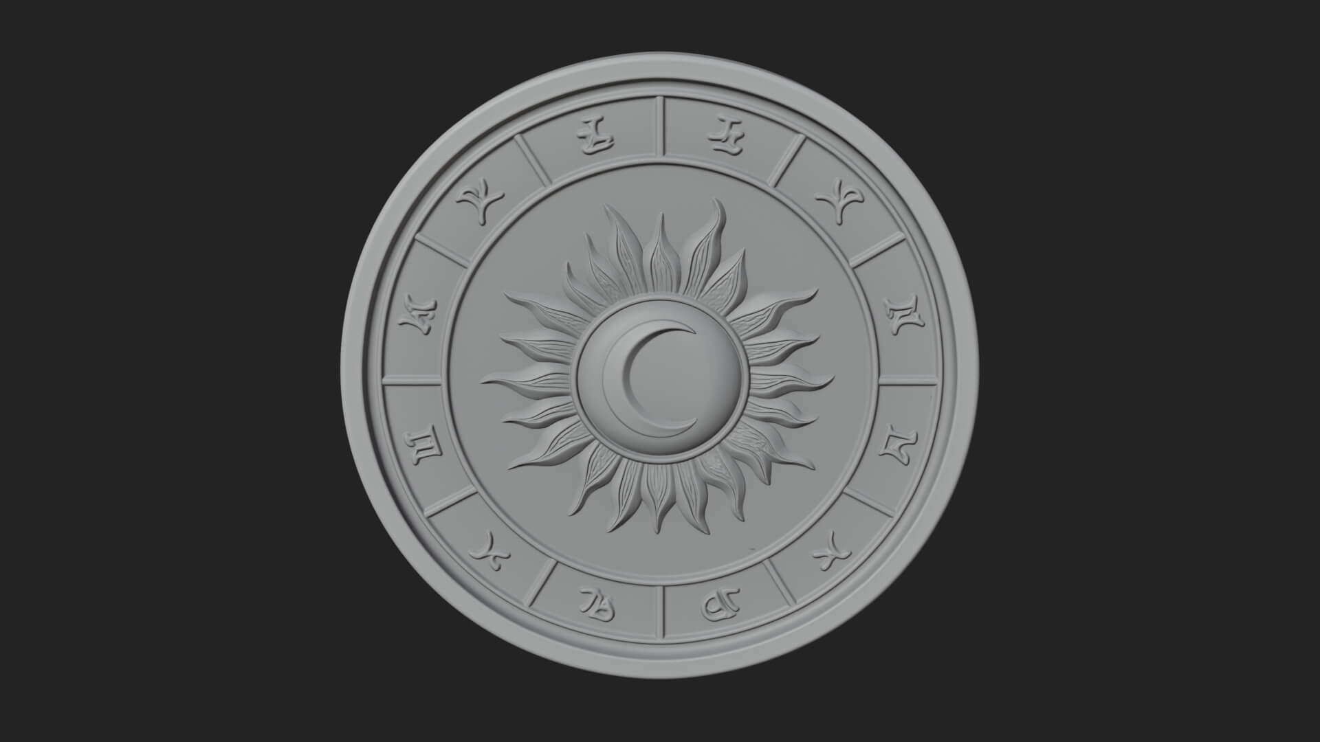 Zodiac Wheel Disc Plaque Design 1 3D Print Model 3D Model