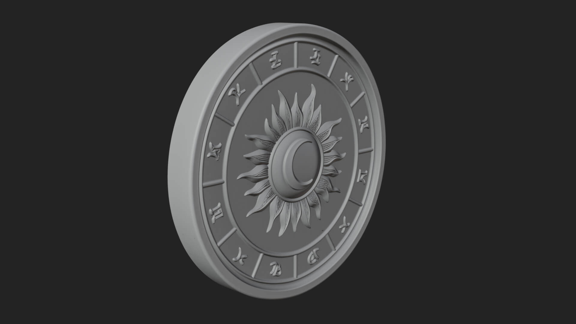 Zodiac Wheel Disc Plaque Design 1 3D Print Model 3D Model