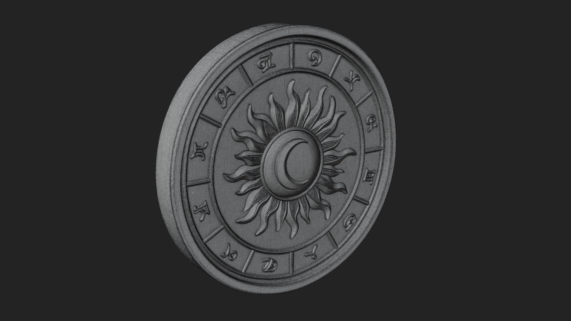 Zodiac Wheel Disc Plaque Design 1 3D Print Model 3D Model