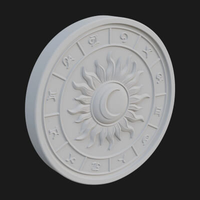 Zodiac Wheel Disc Plaque Design 1 3D Print Model