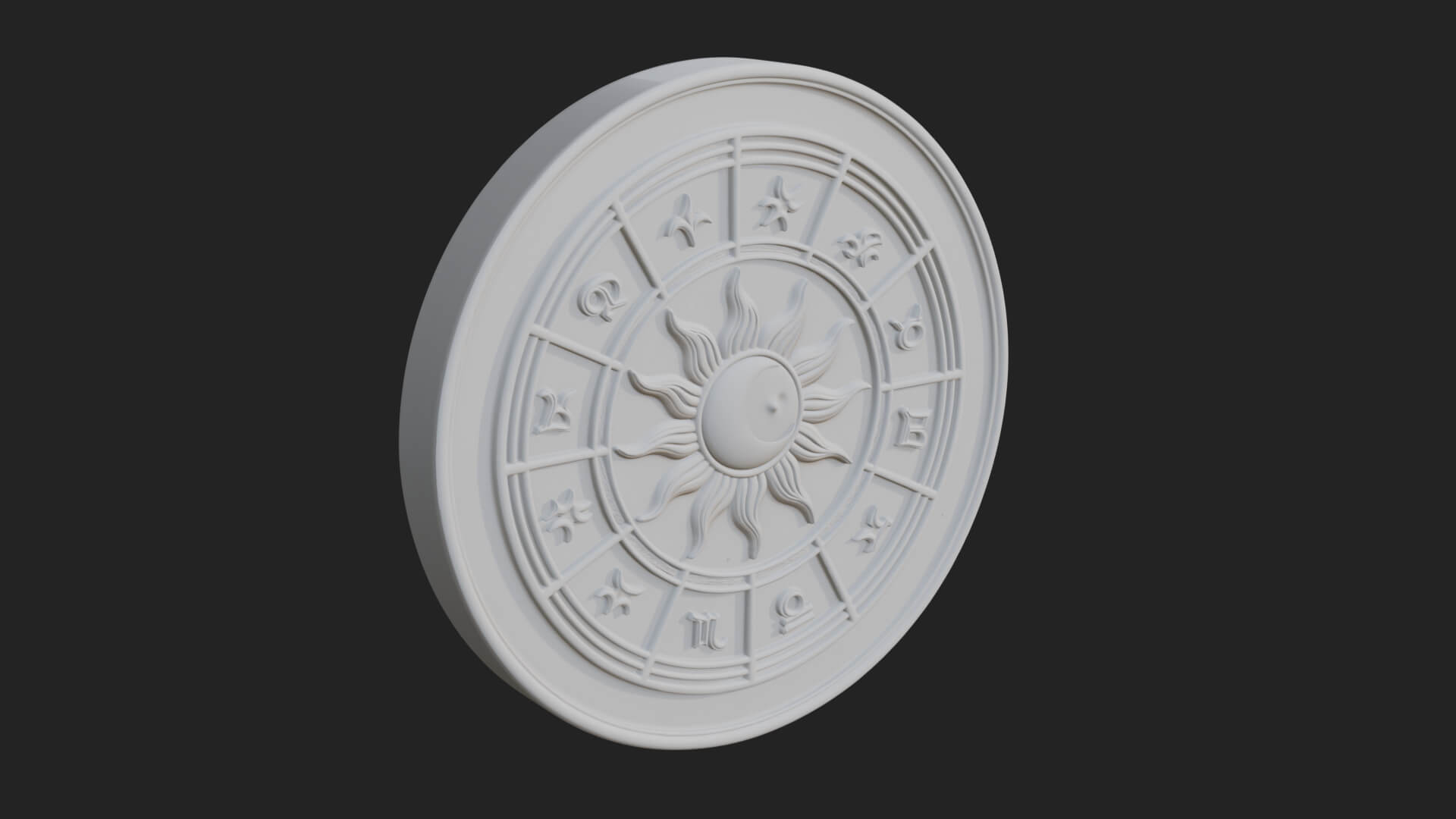 Zodiac Wheel Disc Plaque Design 2 3D Print Model 3D Model