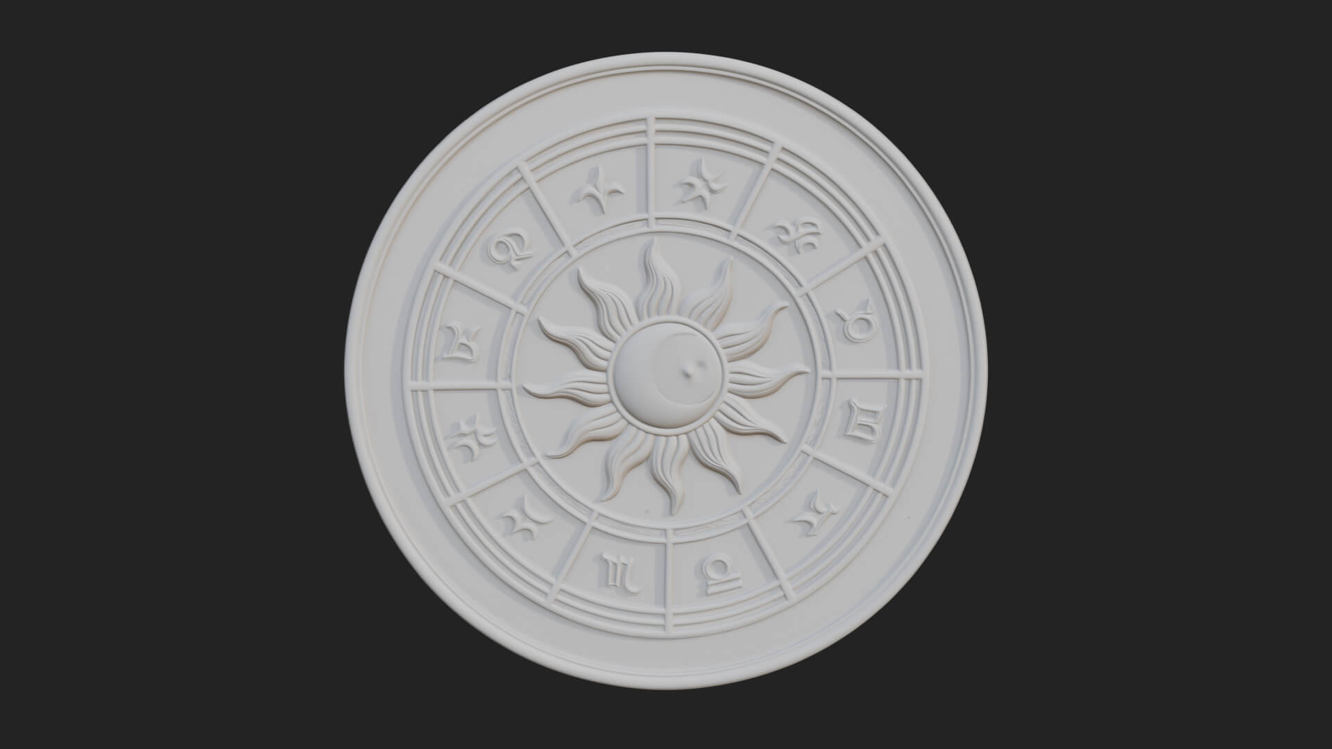 Zodiac Wheel Disc Plaque Design 2 3D Print Model 3D Model