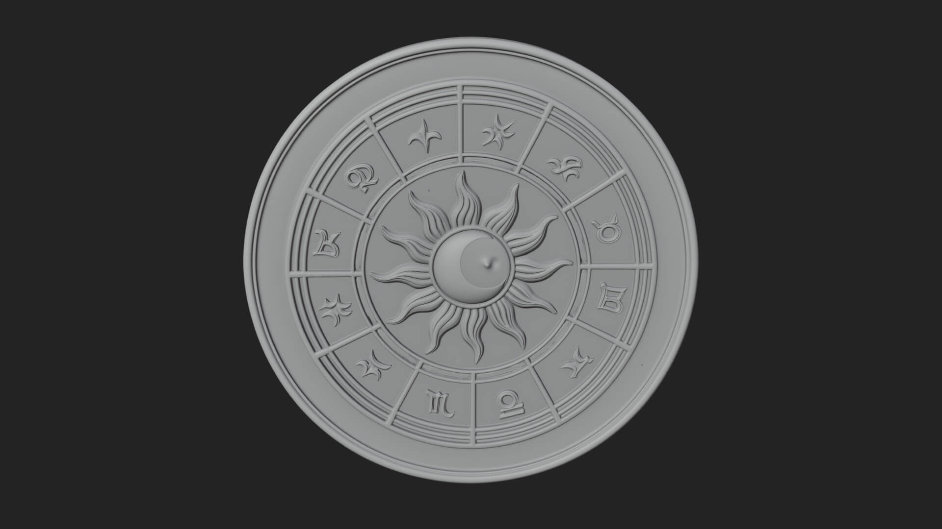 Zodiac Wheel Disc Plaque Design 2 3D Print Model 3D Model