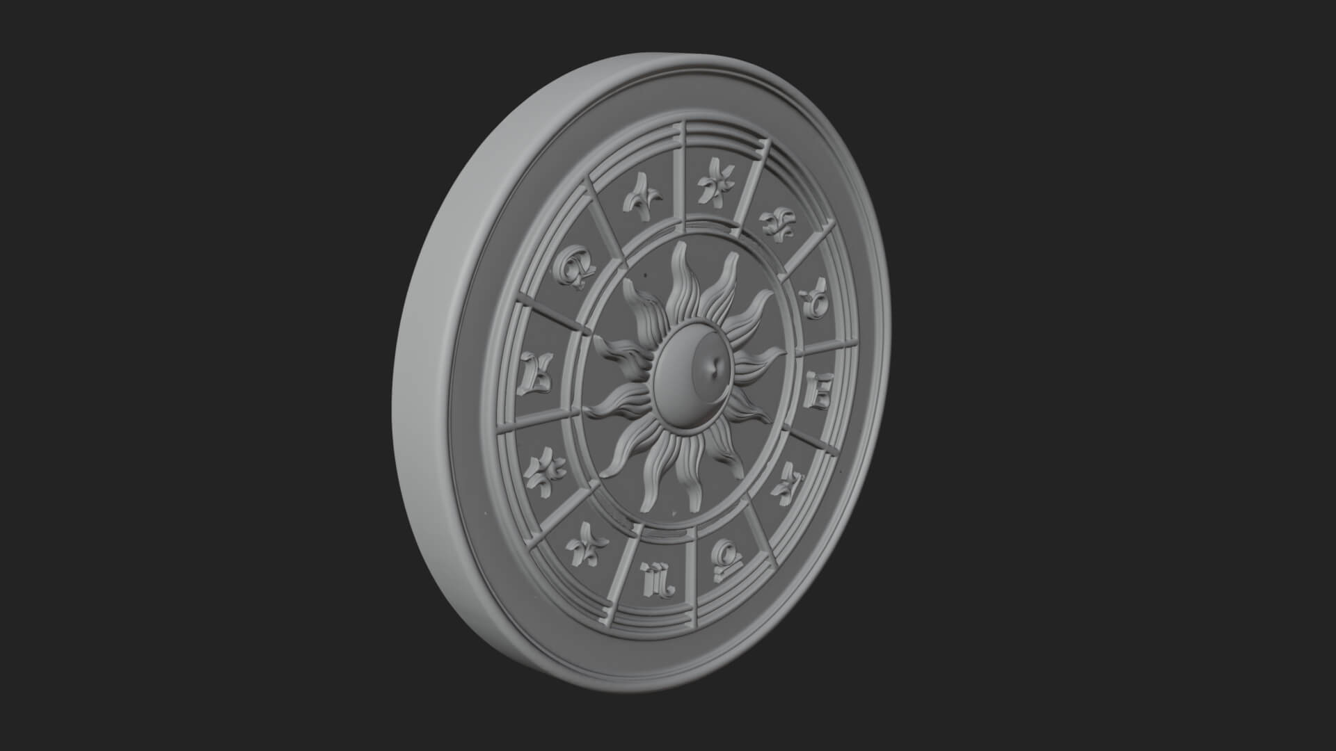 Zodiac Wheel Disc Plaque Design 2 3D Print Model 3D Model