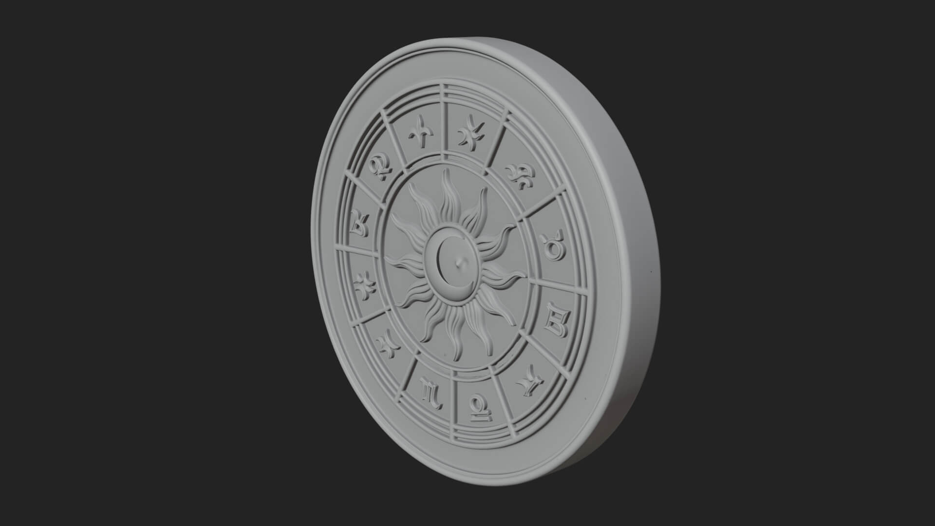 Zodiac Wheel Disc Plaque Design 2 3D Print Model 3D Model