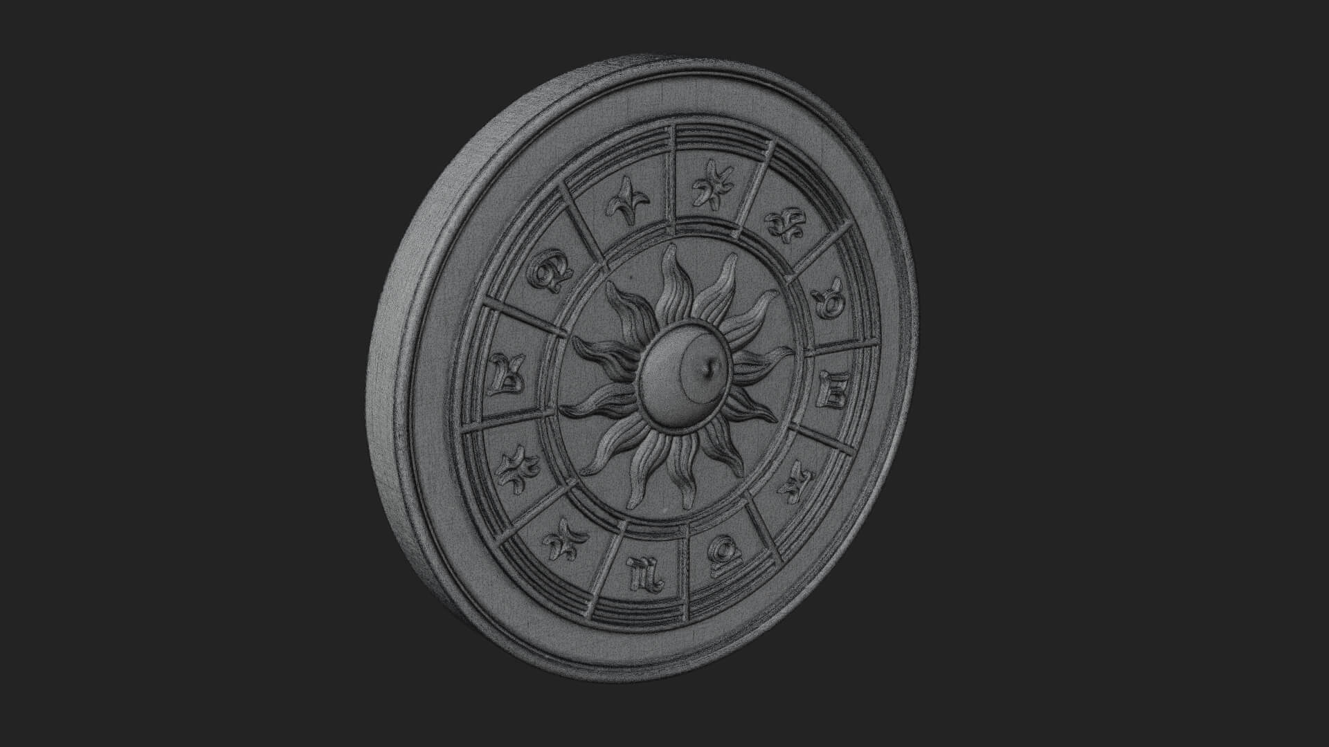 Zodiac Wheel Disc Plaque Design 2 3D Print Model 3D Model