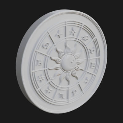 Zodiac Wheel Disc Plaque Design 2 3D Print Model