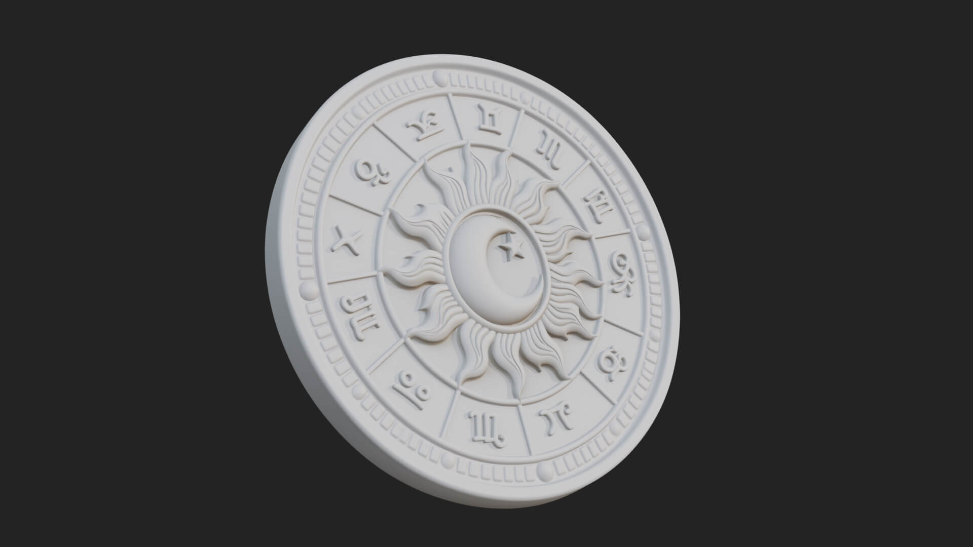 Zodiac Wheel Disc Plaque Design 3 3D Print Model 3D Model