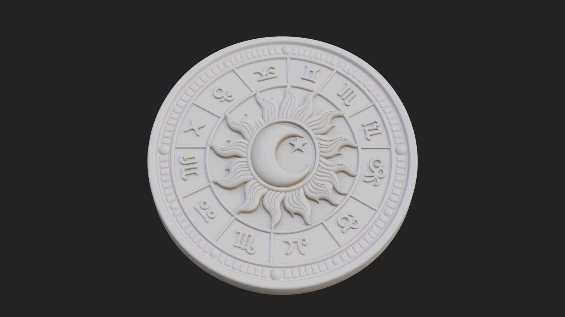 Zodiac Wheel Disc Plaque Design 3 3D Print Model 3D Model