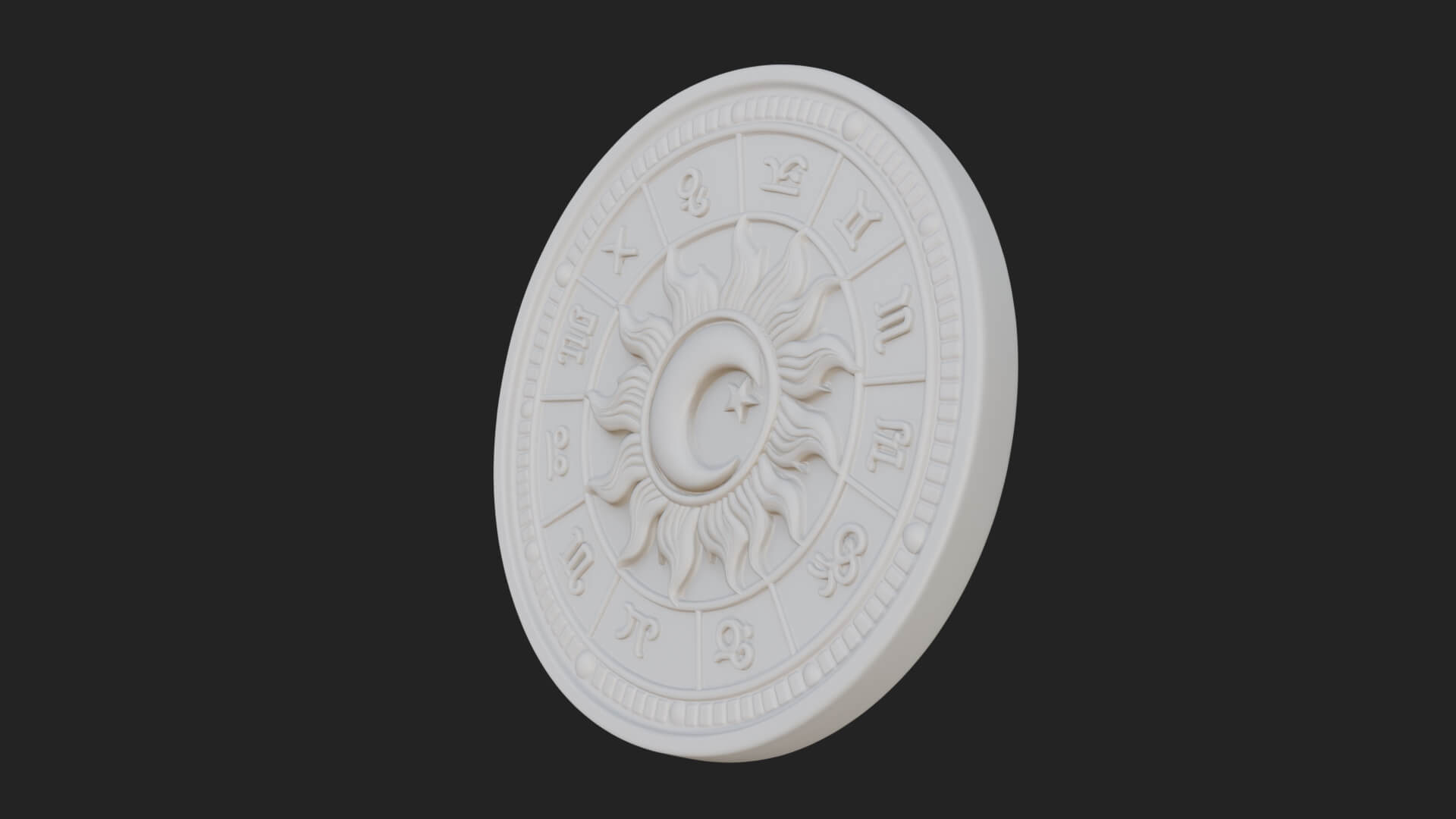 Zodiac Wheel Disc Plaque Design 3 3D Print Model 3D Model