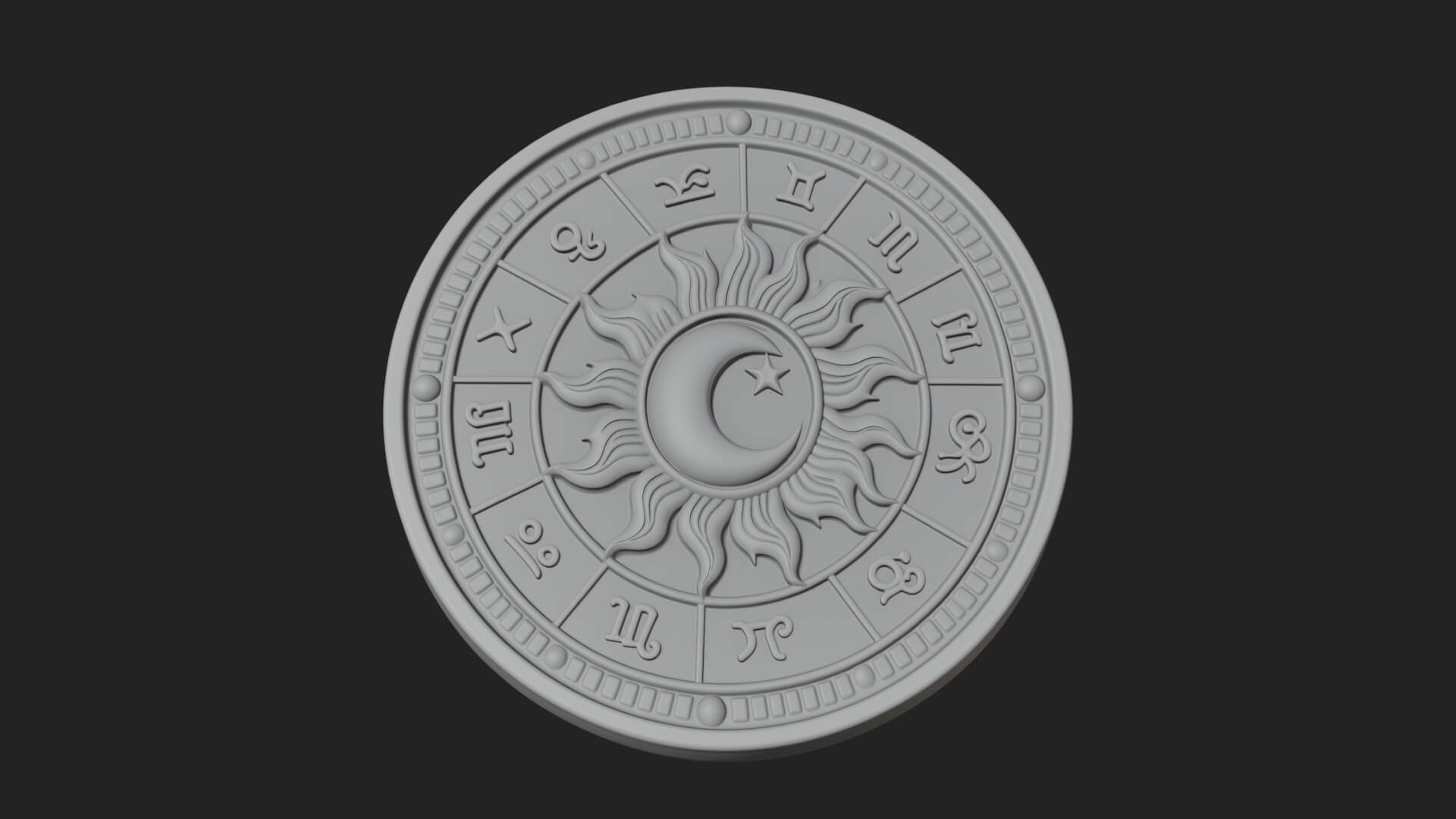 Zodiac Wheel Disc Plaque Design 3 3D Print Model 3D Model