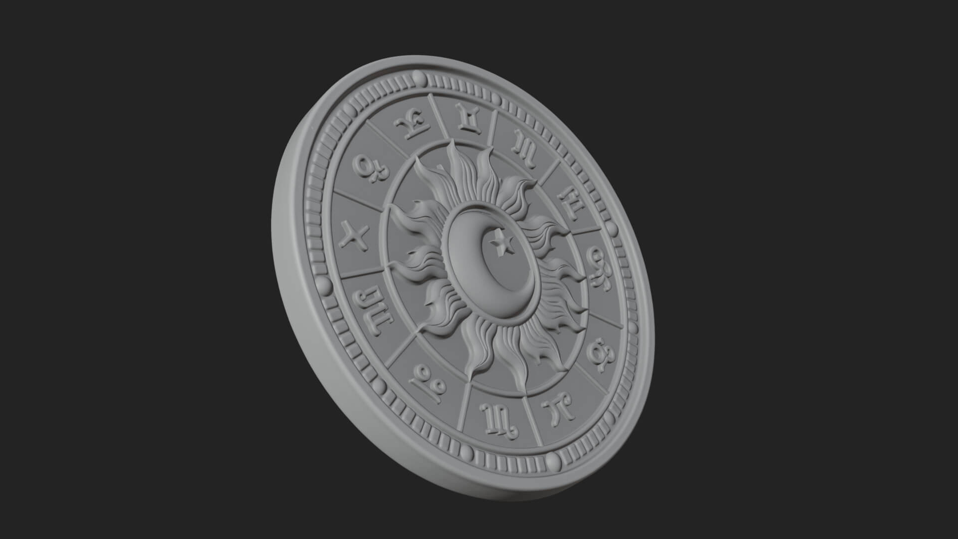 Zodiac Wheel Disc Plaque Design 3 3D Print Model 3D Model