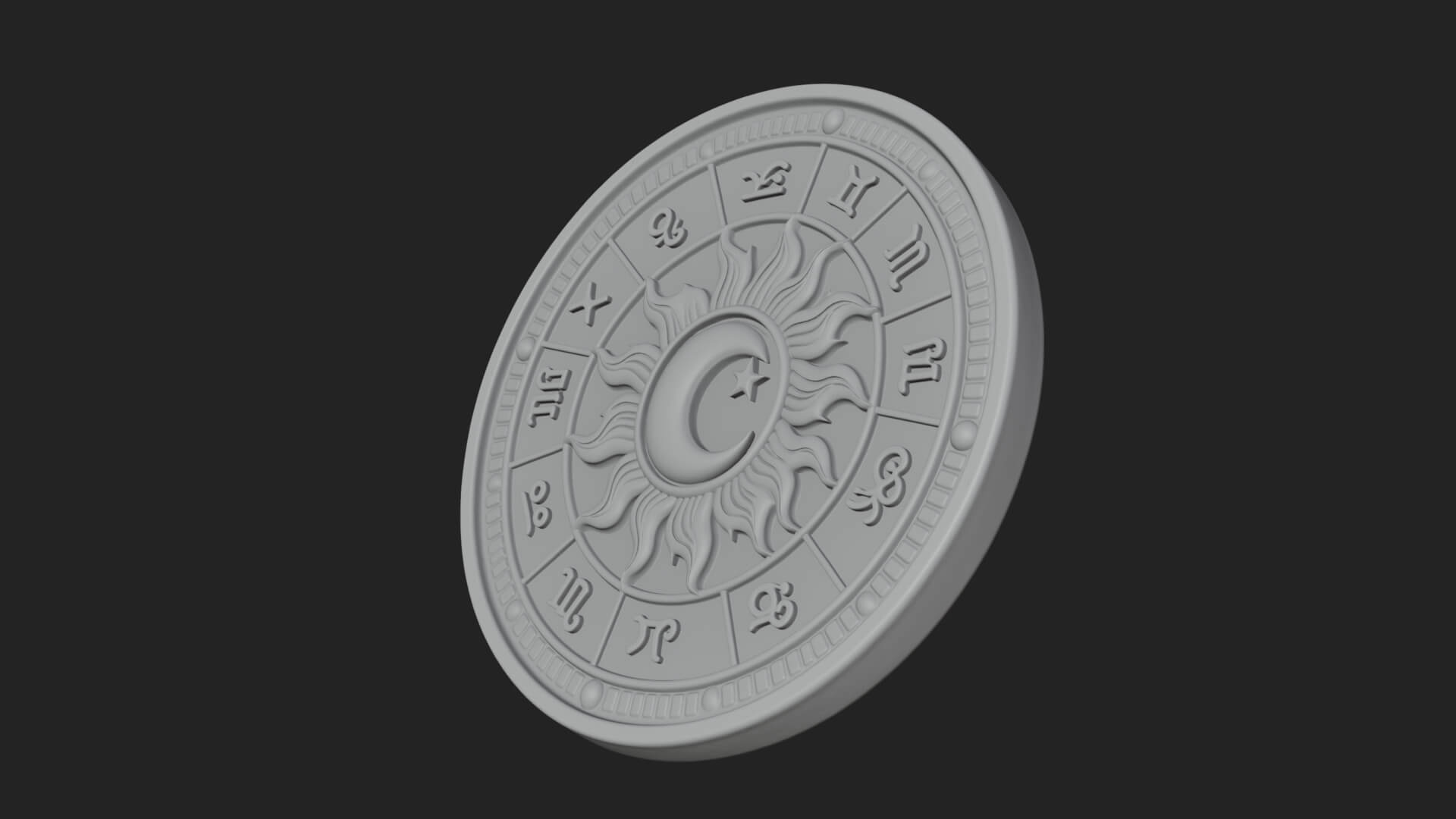Zodiac Wheel Disc Plaque Design 3 3D Print Model 3D Model