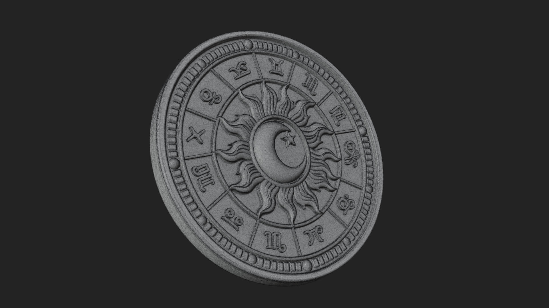 Zodiac Wheel Disc Plaque Design 3 3D Print Model 3D Model