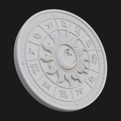 Zodiac Wheel Disc Plaque Design 3 3D Print Model
