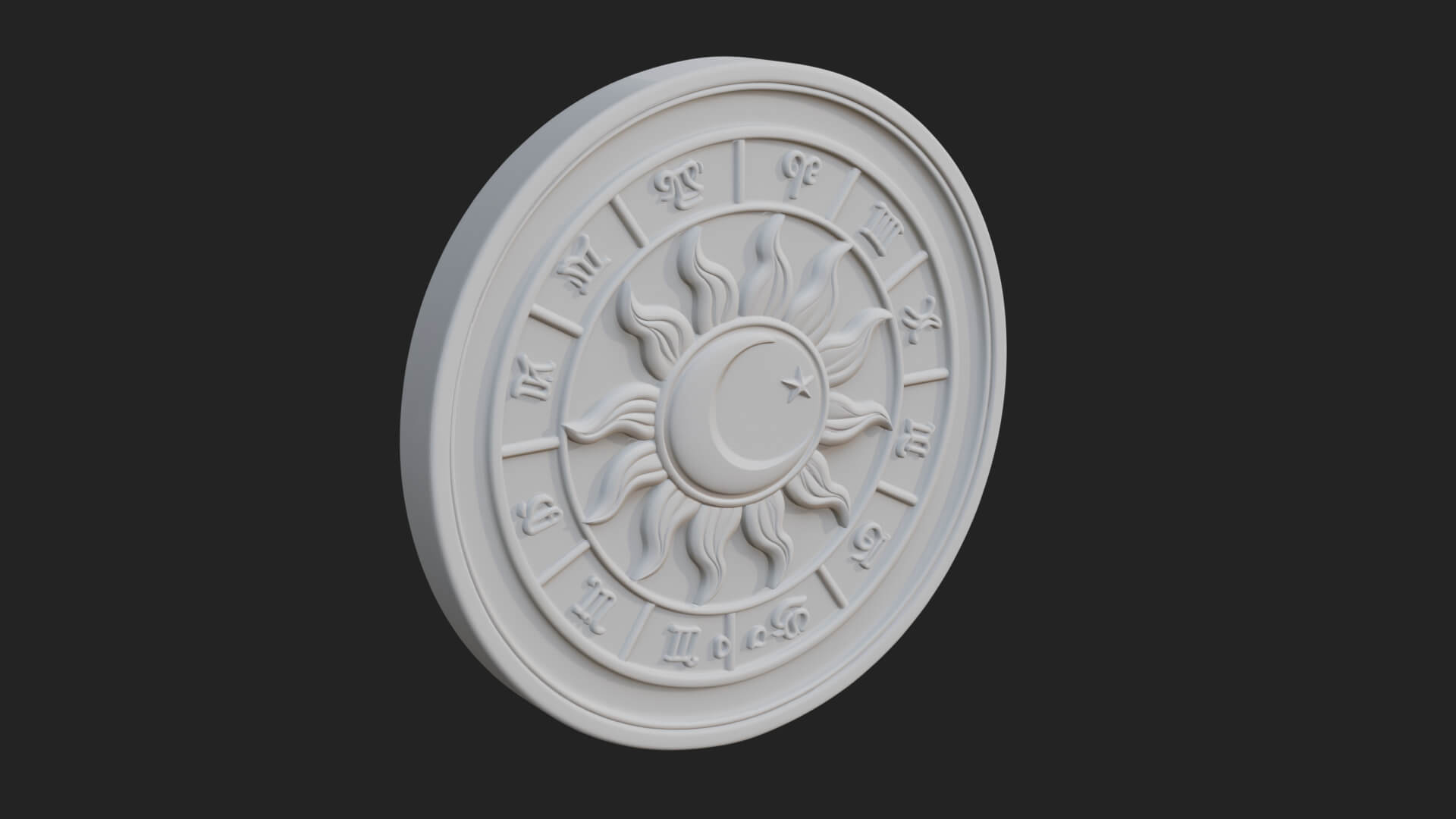 Zodiac Wheel Disc Plaque Design 4 3D Print Model 3D Model
