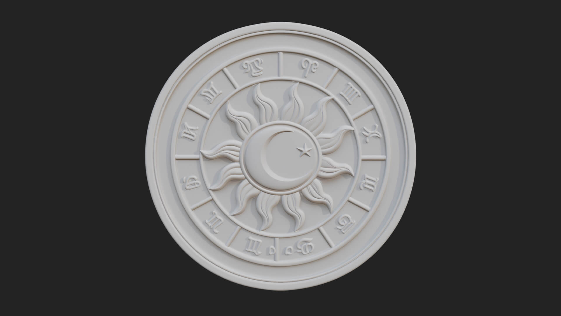 Zodiac Wheel Disc Plaque Design 4 3D Print Model 3D Model