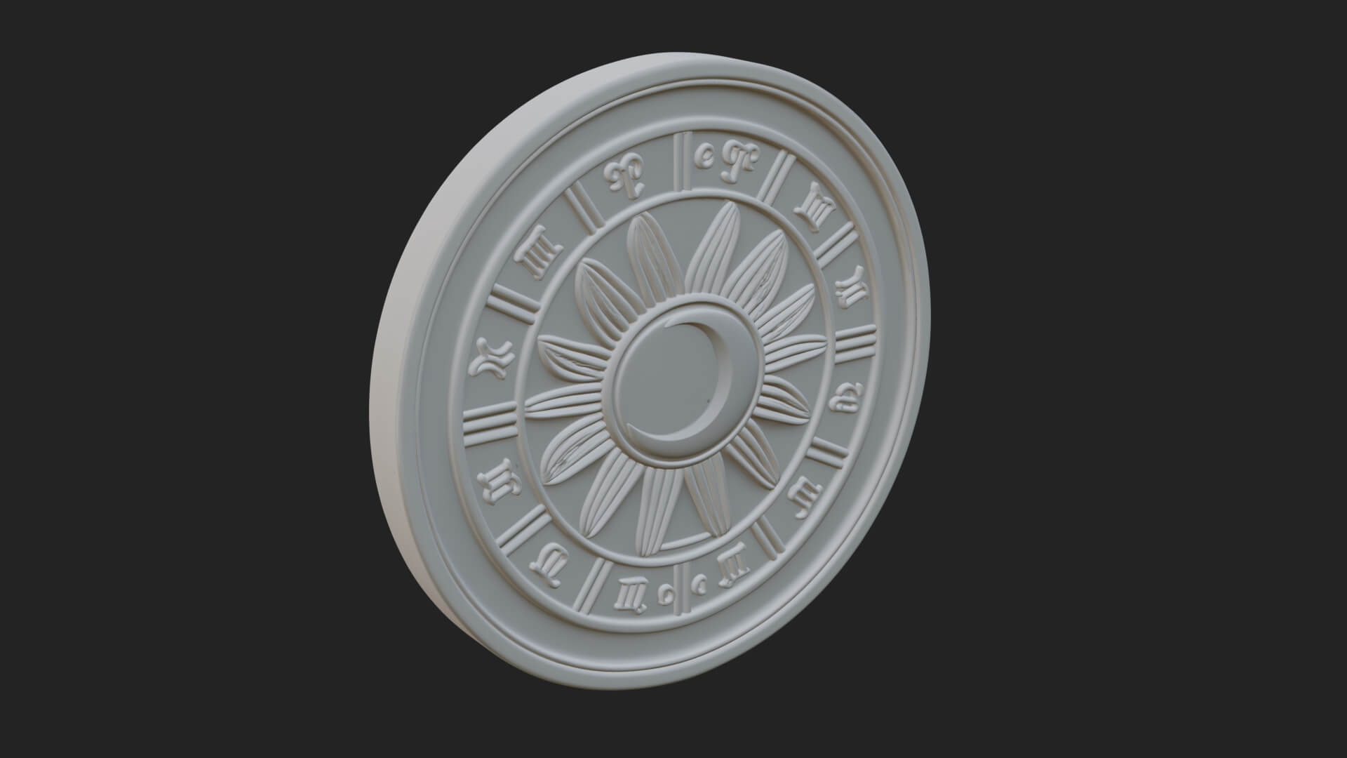 Zodiac Wheel Disc Plaque Design 4 3D Print Model 3D Model