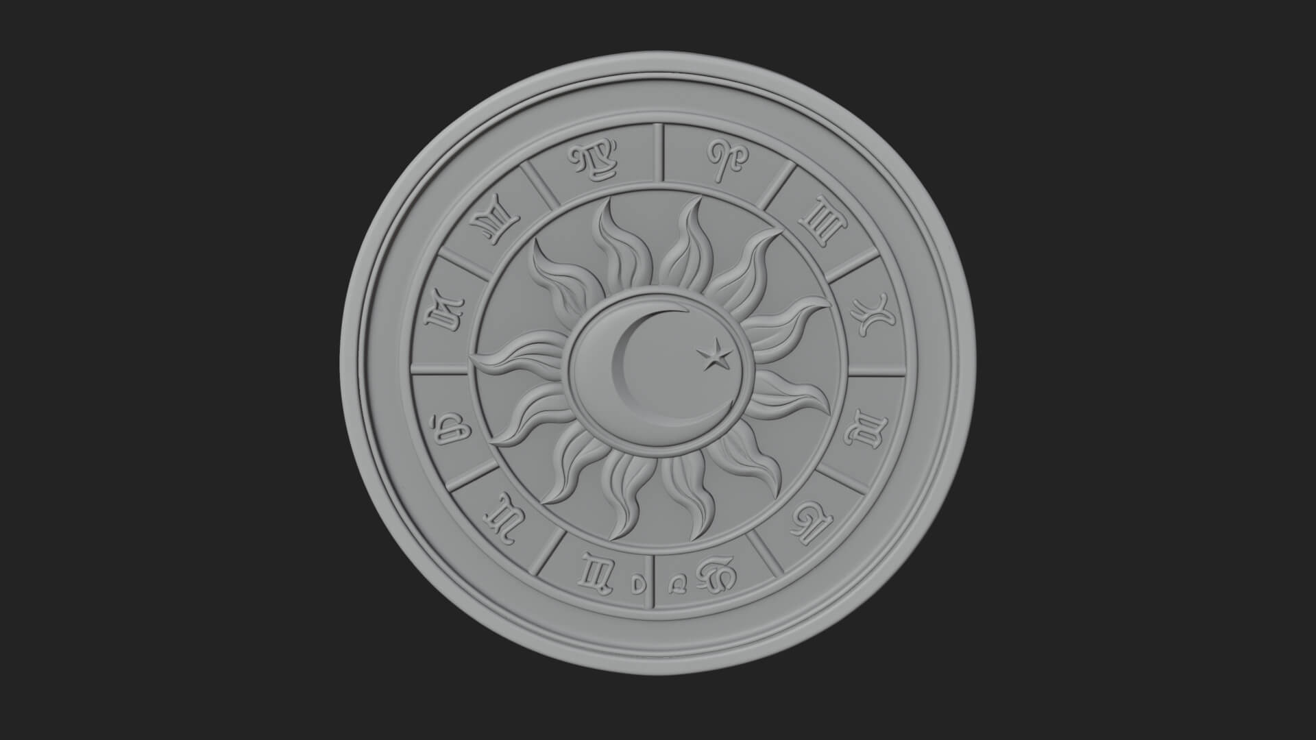 Zodiac Wheel Disc Plaque Design 4 3D Print Model 3D Model