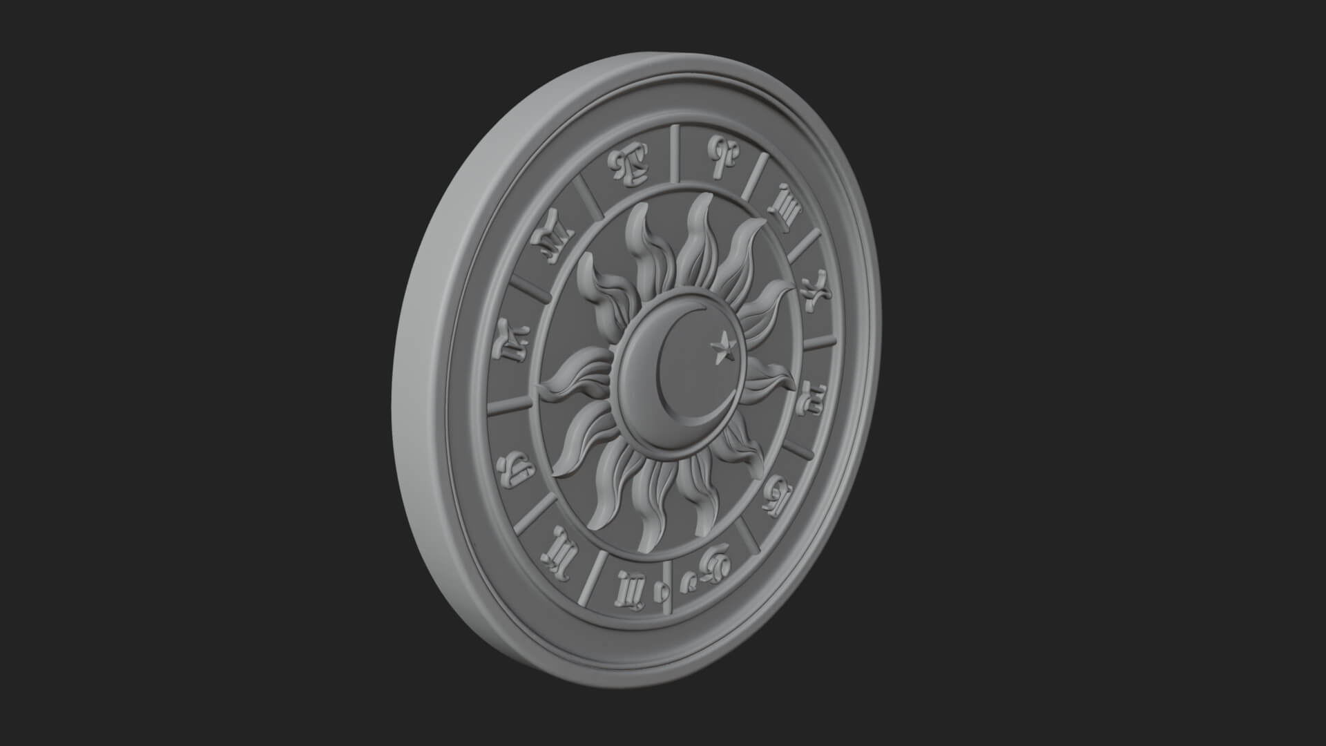 Zodiac Wheel Disc Plaque Design 4 3D Print Model 3D Model