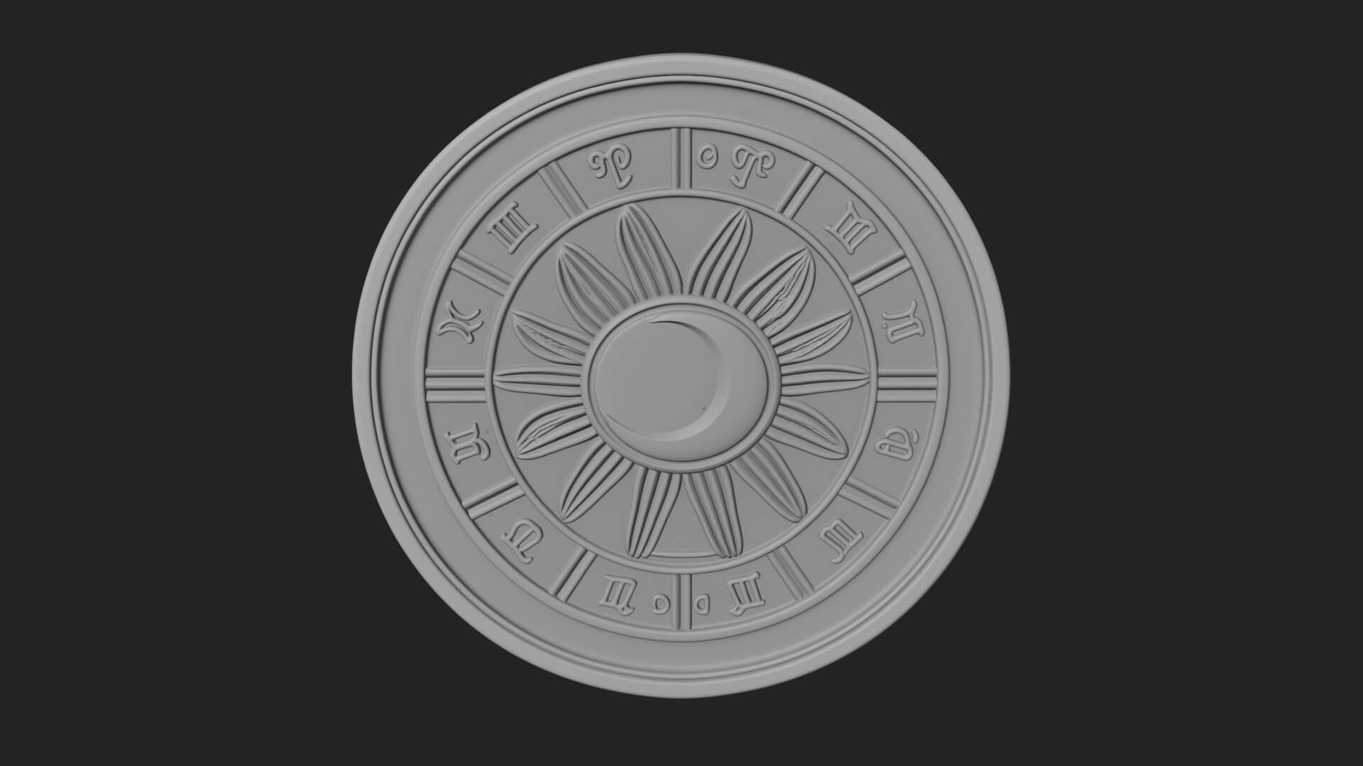 Zodiac Wheel Disc Plaque Design 4 3D Print Model 3D Model