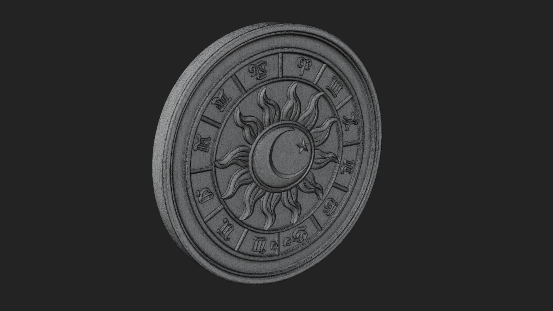 Zodiac Wheel Disc Plaque Design 4 3D Print Model 3D Model