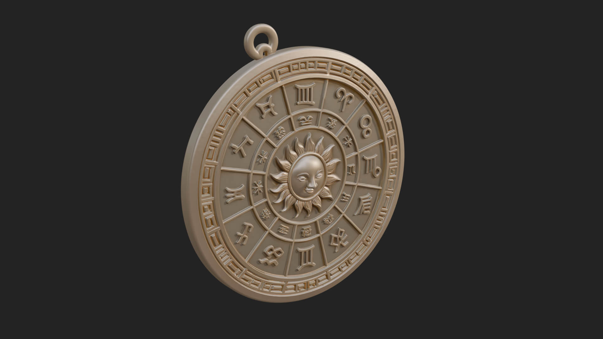 Zodiac Wheel Disc Plaque Design 5 3D Print Model 3D Model