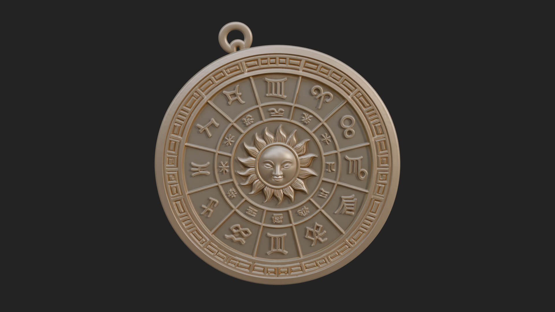 Zodiac Wheel Disc Plaque Design 5 3D Print Model 3D Model