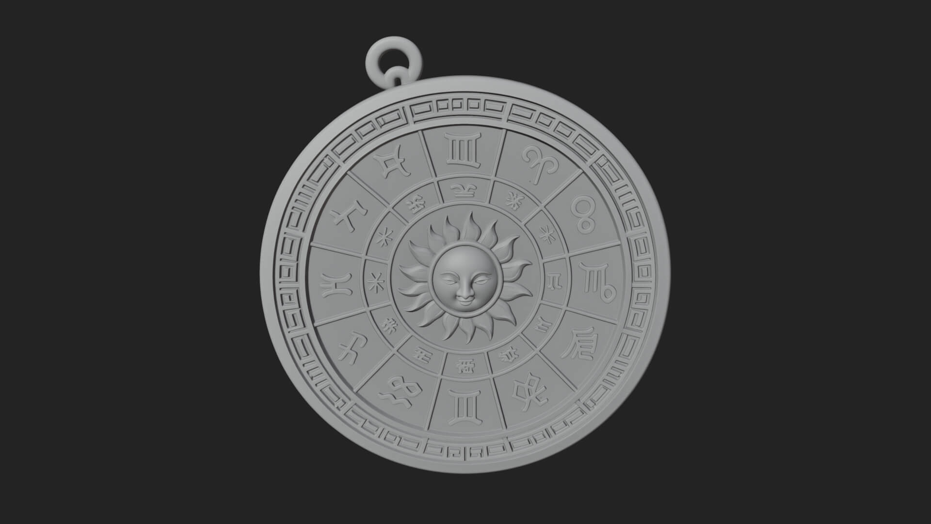 Zodiac Wheel Disc Plaque Design 5 3D Print Model 3D Model