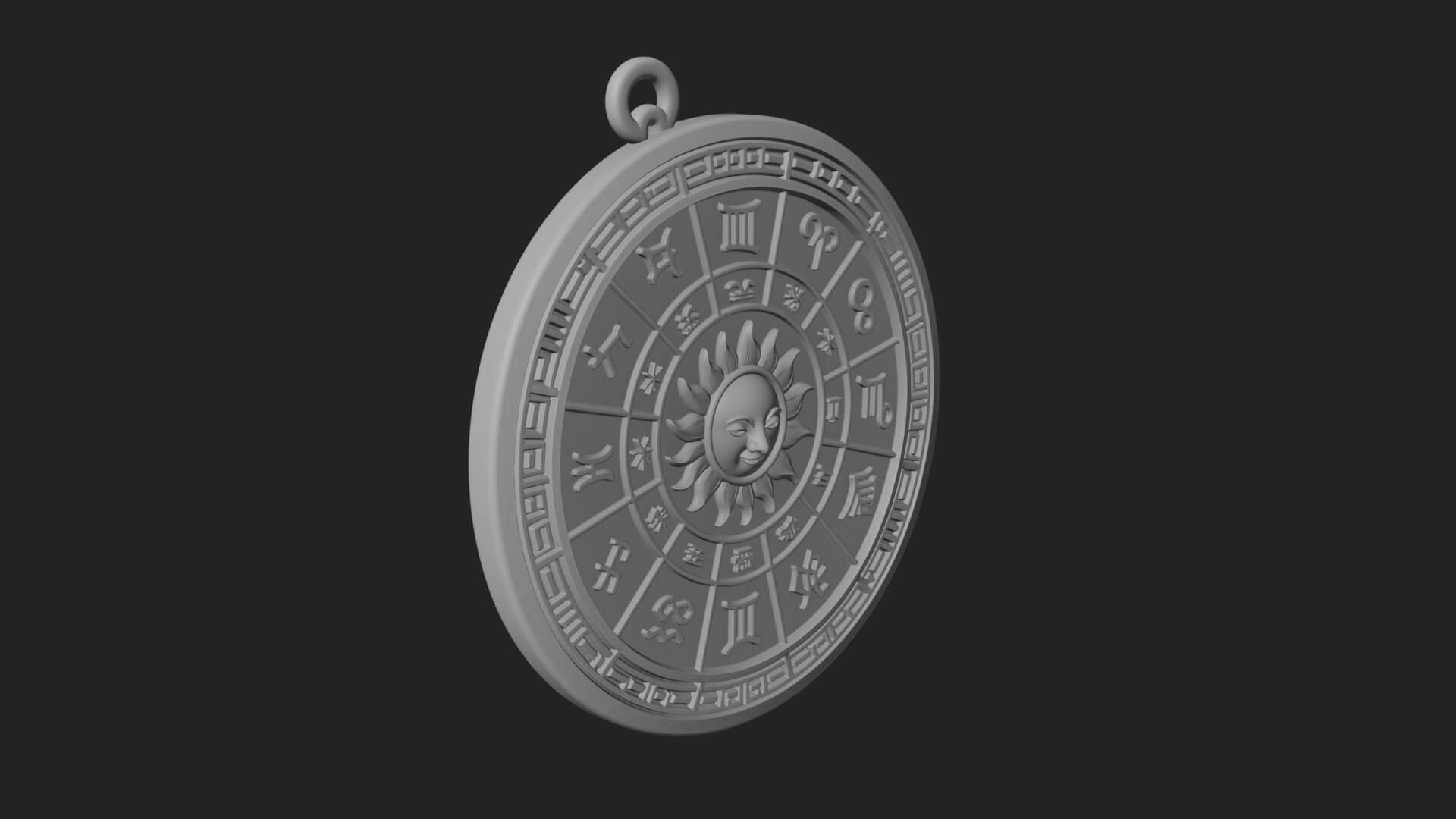 Zodiac Wheel Disc Plaque Design 5 3D Print Model 3D Model