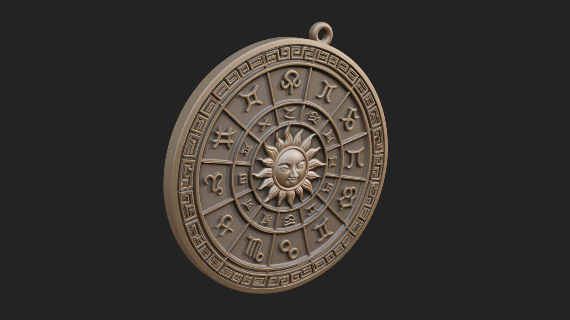 Zodiac Wheel Disc Plaque Design 6 3D Print Model 3D Model