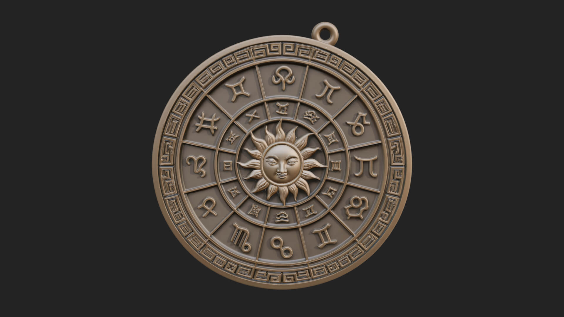 Zodiac Wheel Disc Plaque Design 6 3D Print Model 3D Model