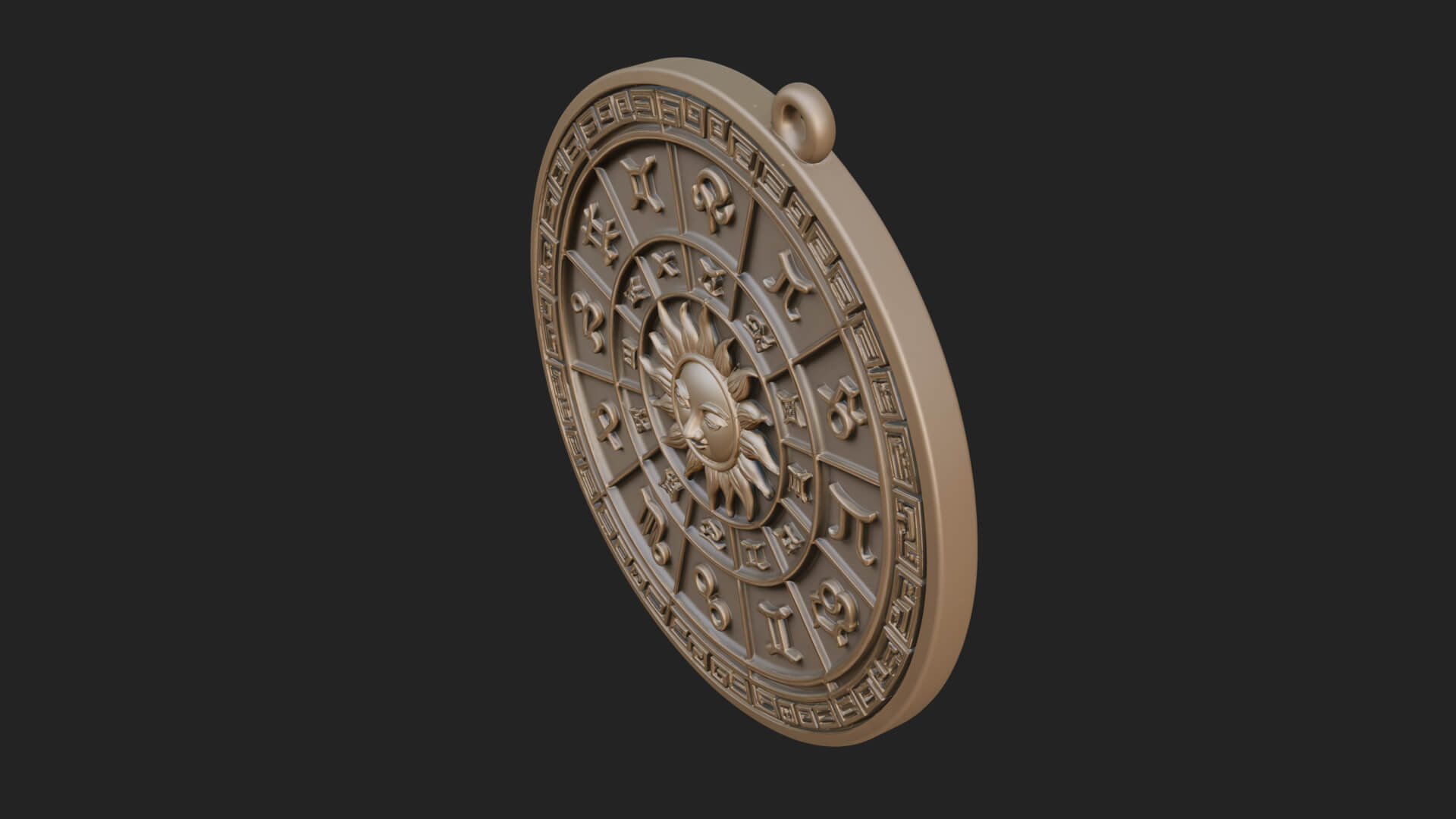Zodiac Wheel Disc Plaque Design 6 3D Print Model 3D Model