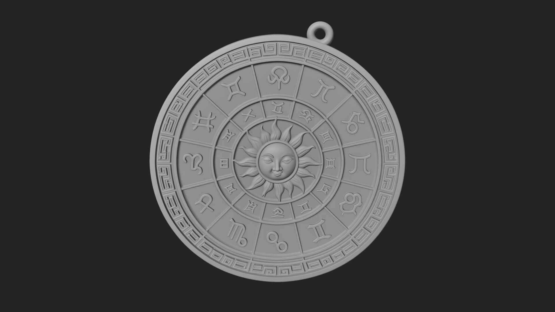 Zodiac Wheel Disc Plaque Design 6 3D Print Model 3D Model