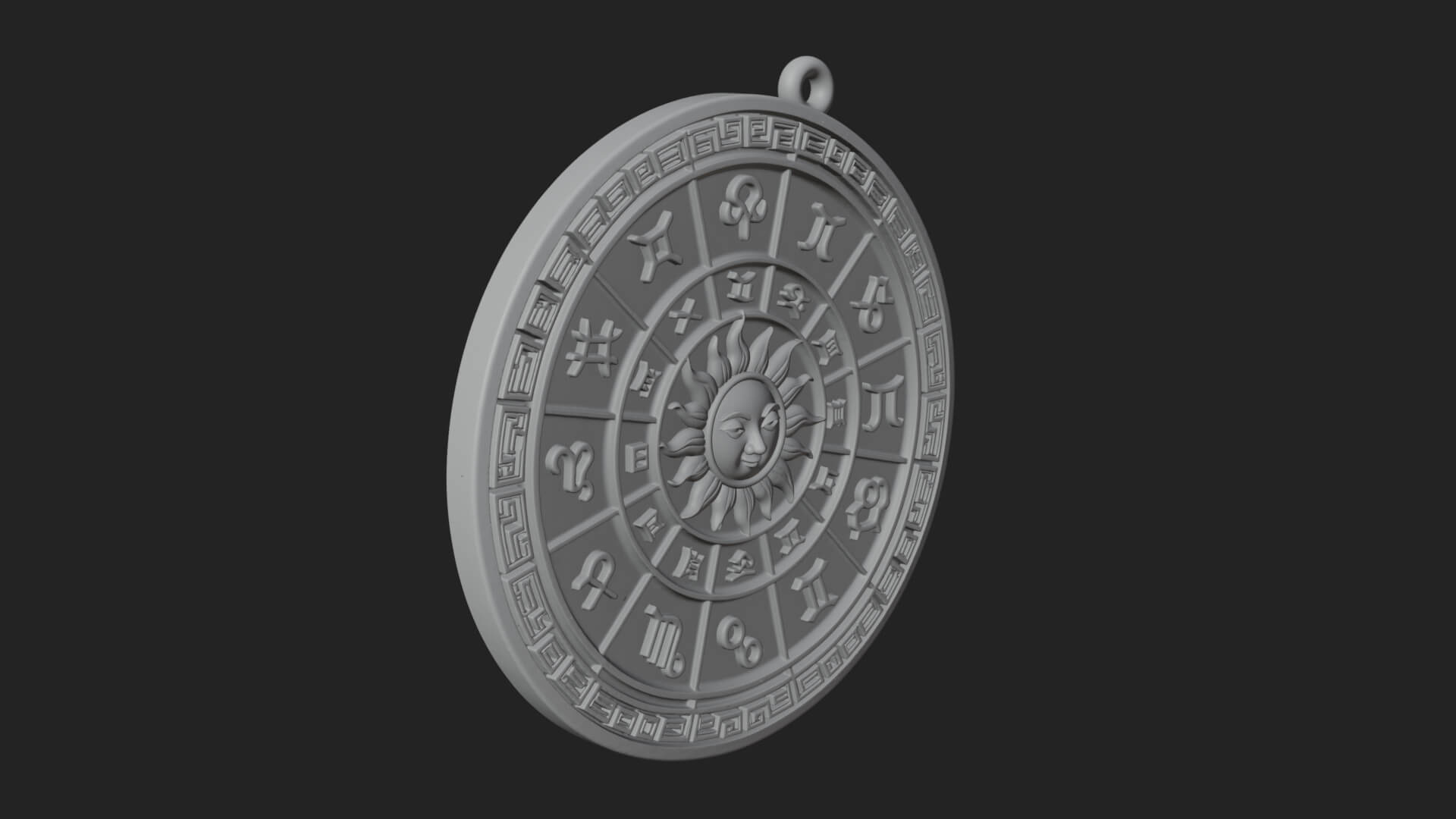 Zodiac Wheel Disc Plaque Design 6 3D Print Model 3D Model
